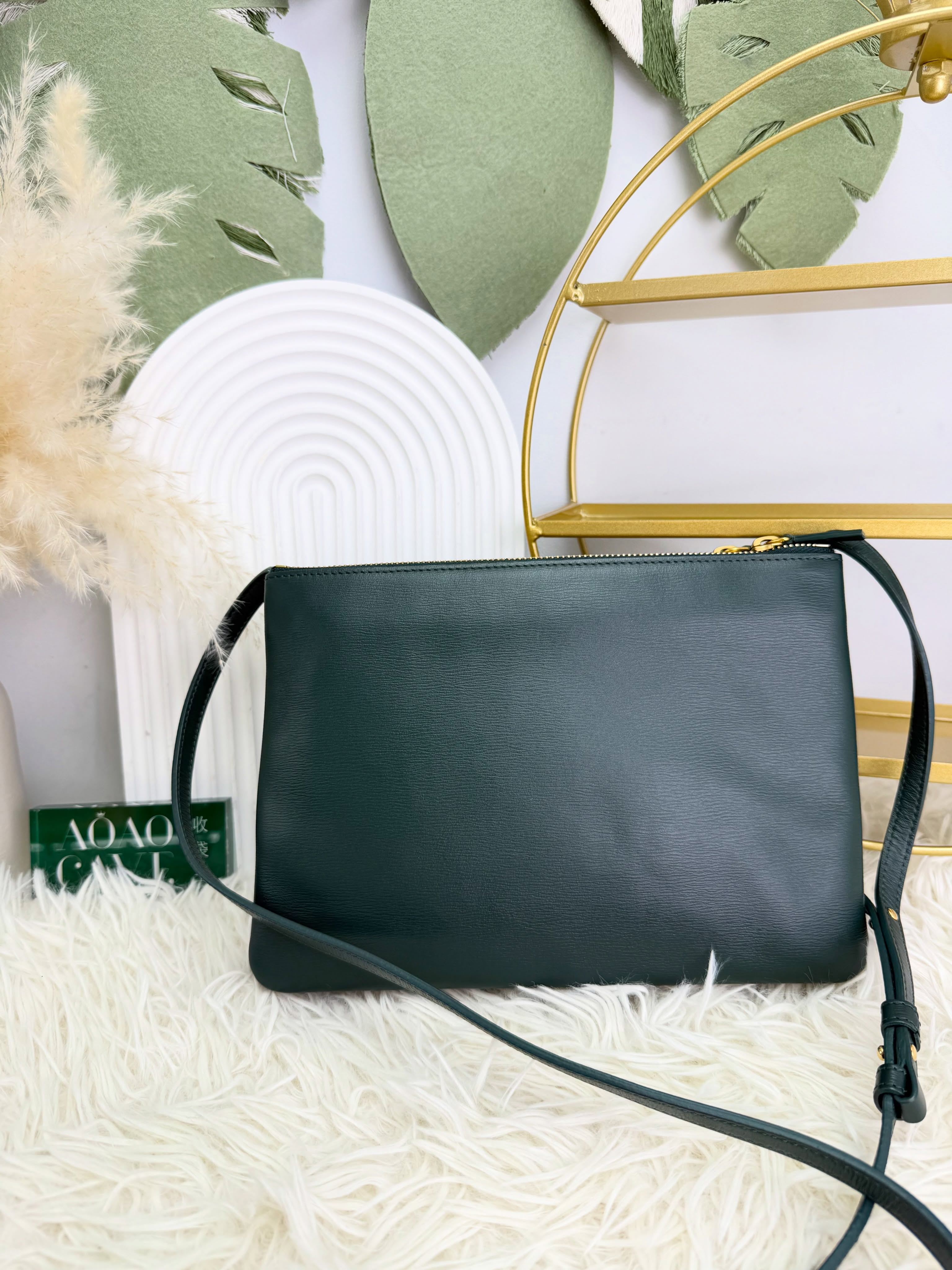 👜 PRE OWNED 🛍️Trio Bag深墨綠色 有塵袋 💚