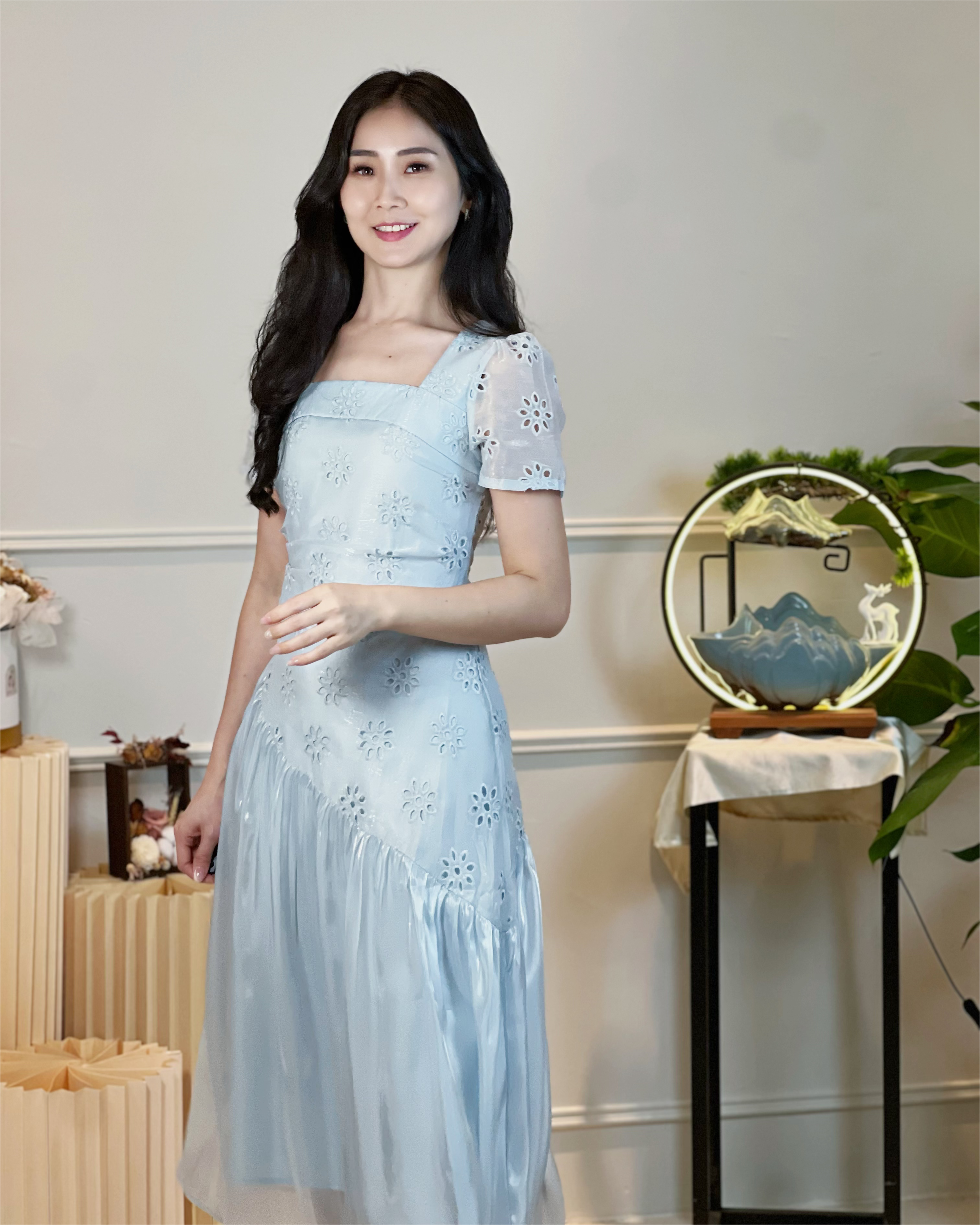 5098  Ingrid Luxe Embroidered Midi Dress