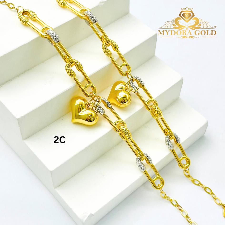 MYDORA Rantai Tangan Fesyen Safety Pin Gantung Love Licin l EMAS 916/22K