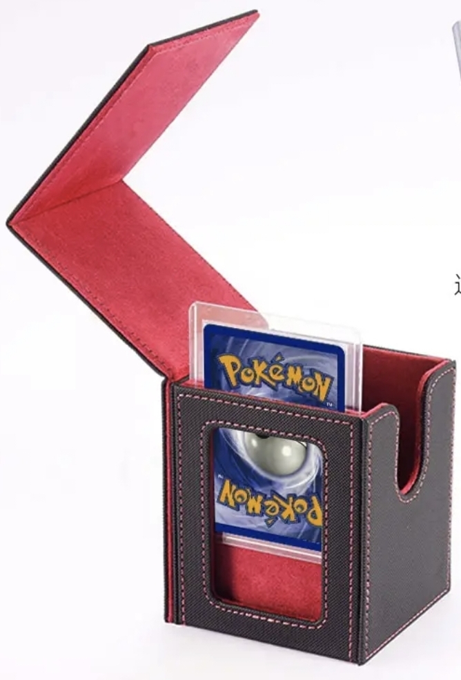 合成仿皮卡夾卡盒，紅色 toploader card case red