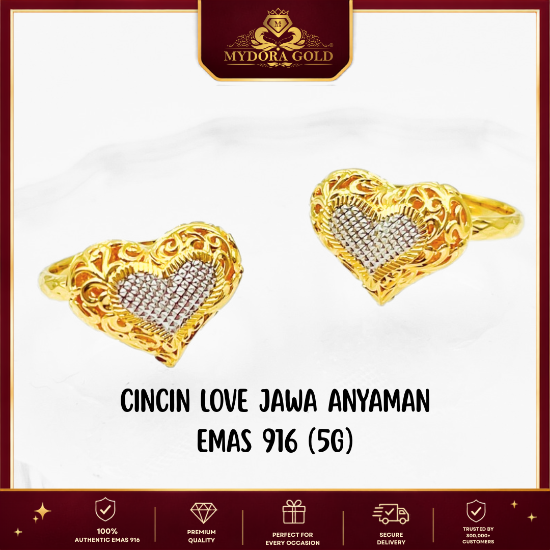 MYDORA Cincin Love Jawa Anyaman (5G) l EMAS 916/22K