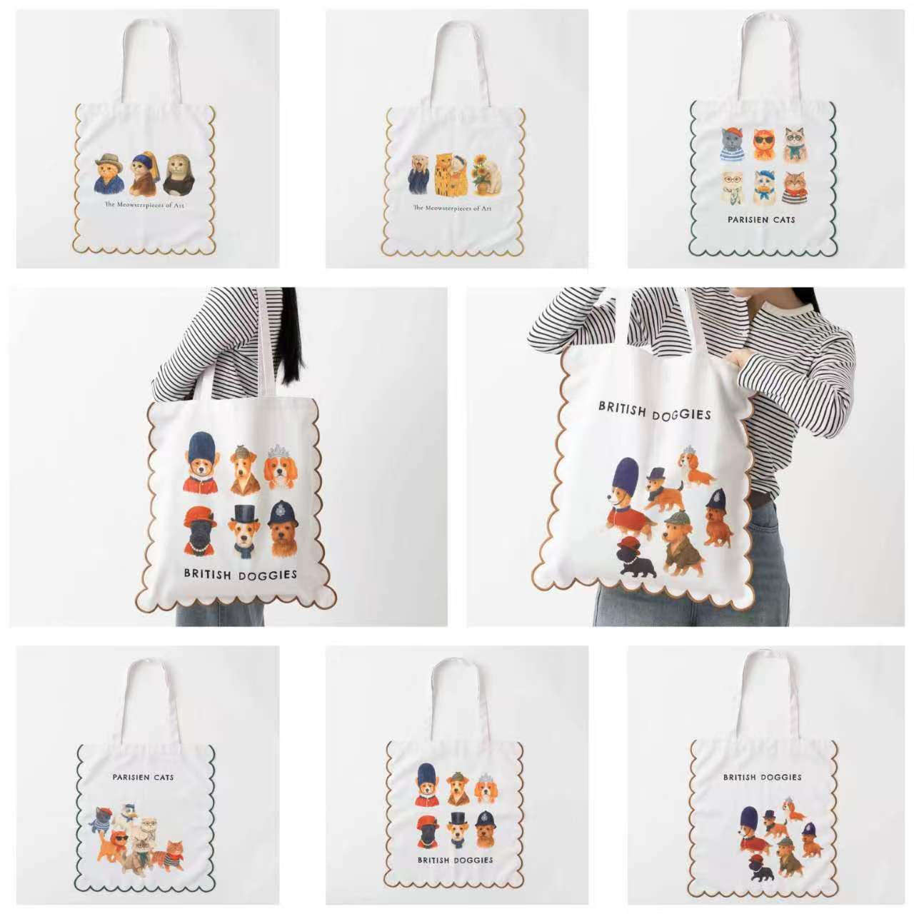 【日本直送】Jubilee 可愛刺繡波浪邊 Tote Bag！貓奴狗奴必備大容量手提袋 