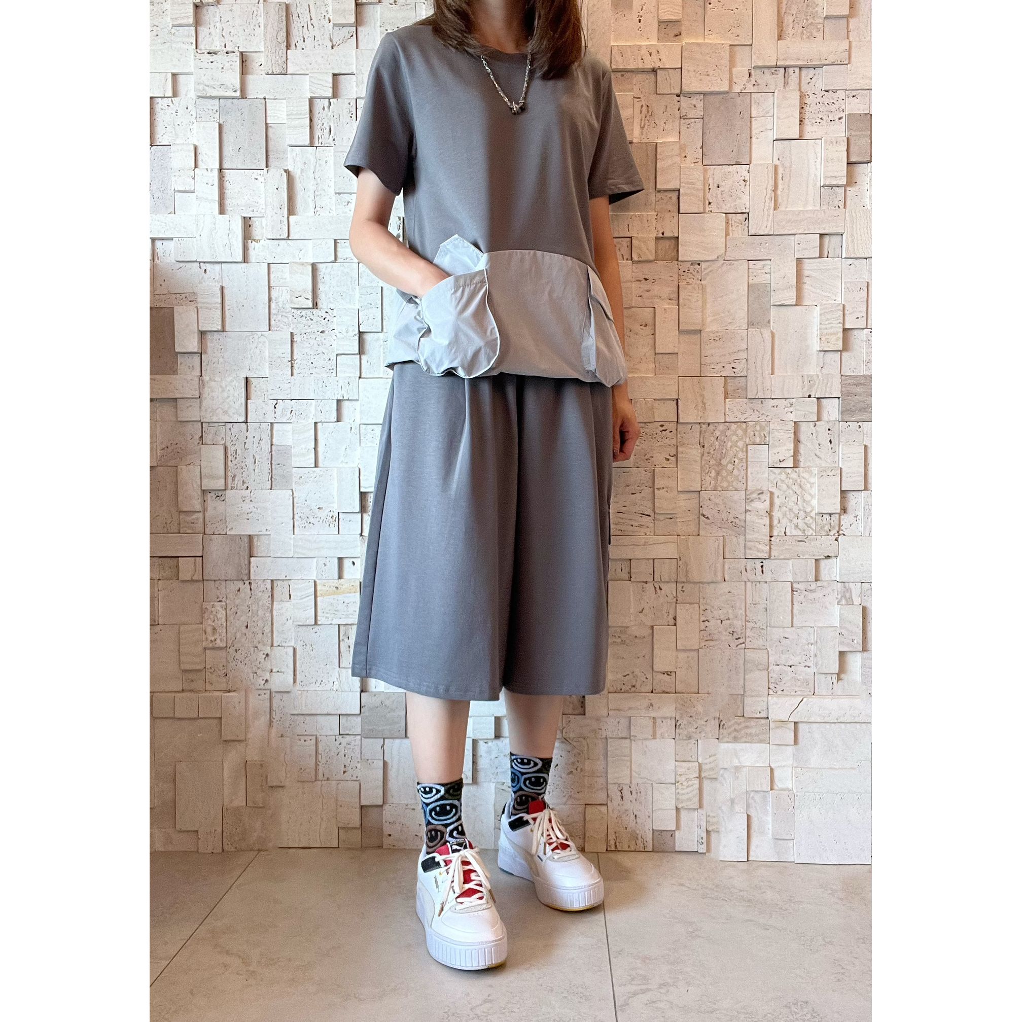 S00290棉拼風褸質料套裝