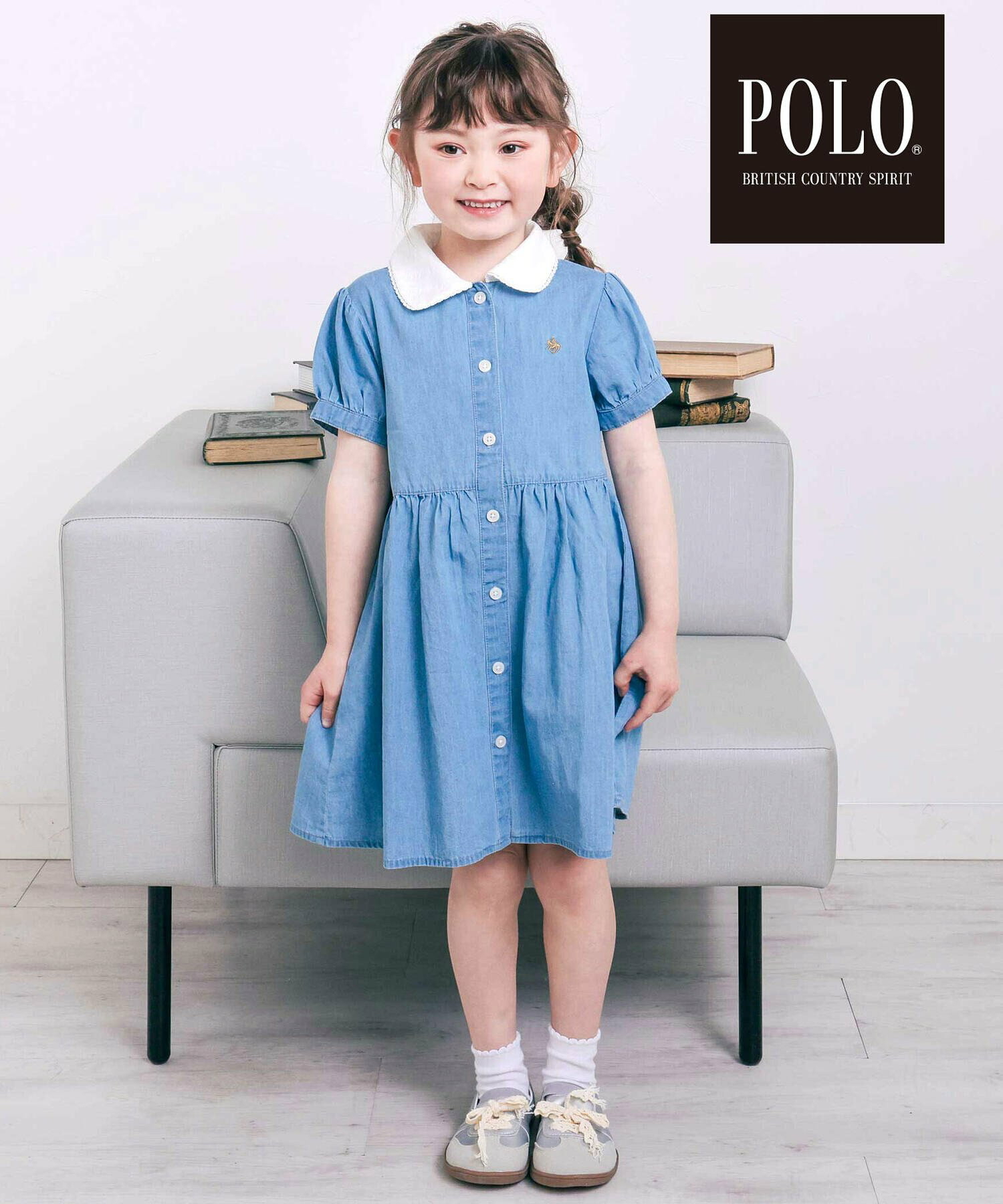 🇯🇵預訂 日本直送🇯🇵Slap Slip x Polo Bcs兩色標誌刺繡蝴蝶結翻領短袖連身裙