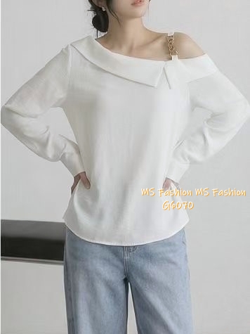 G6070 韓國🇰🇷金鏈露單肩top