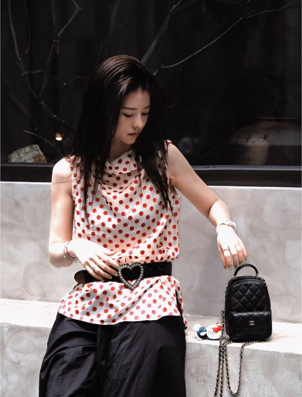 Quilted Mini Backpack with Chain Straps