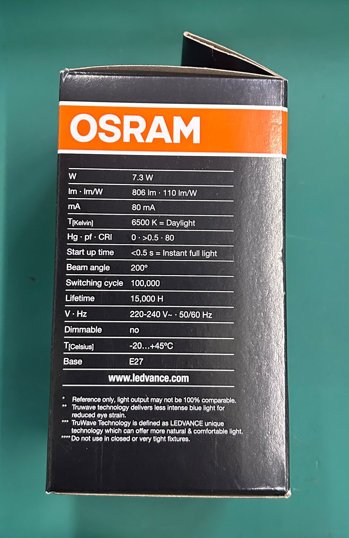 OSRAM 7.3W E27 DAYLIGHT 6500K VALUE CLASSIC AC65034