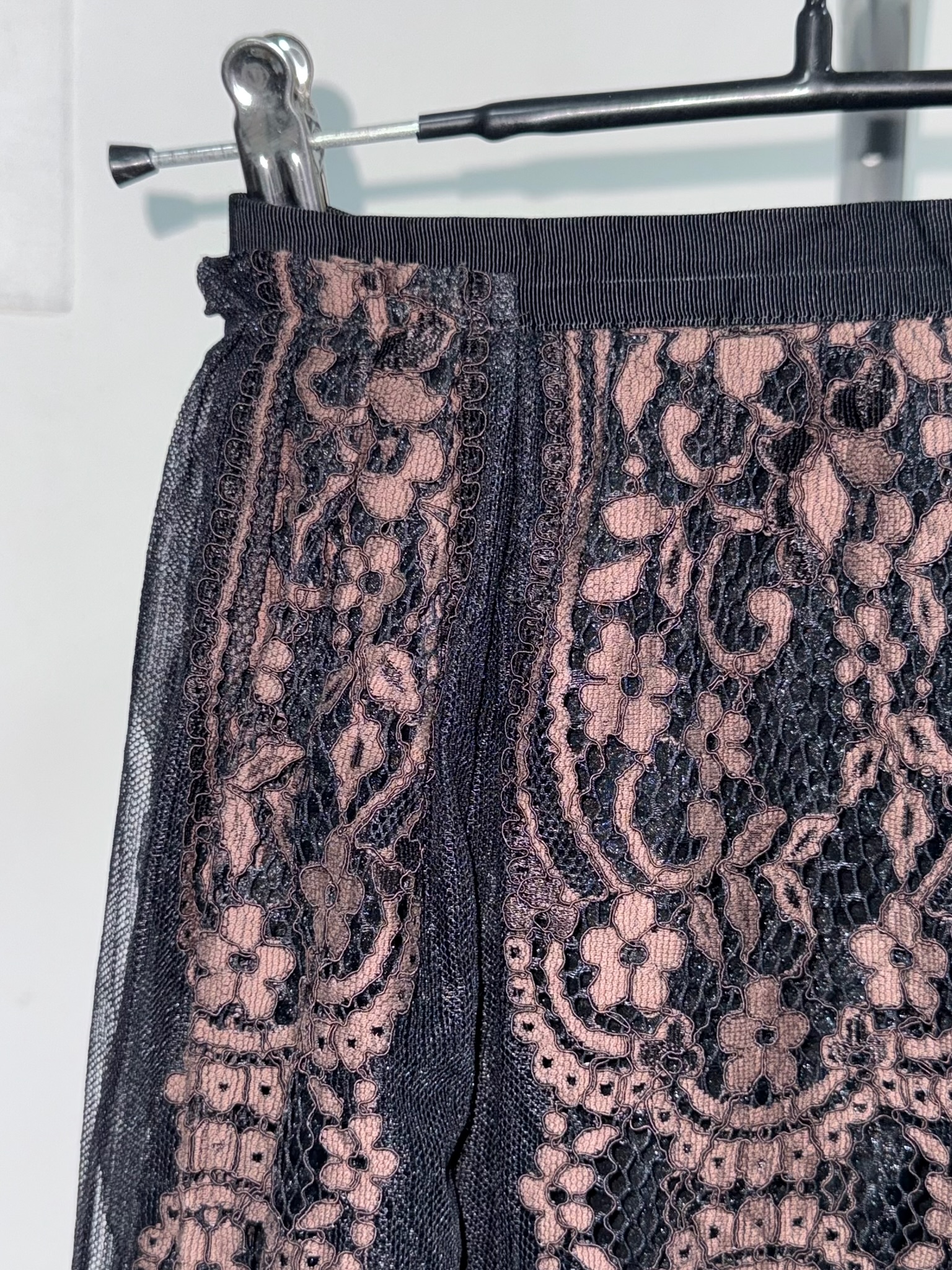 Vintage Whimsigoth Black Mesh Midi Skirt