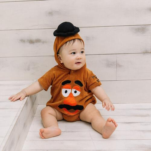 🇯🇵預訂 日本直送🇯🇵薯蛋頭造型刺繡貼花連帽短袖包屁衣