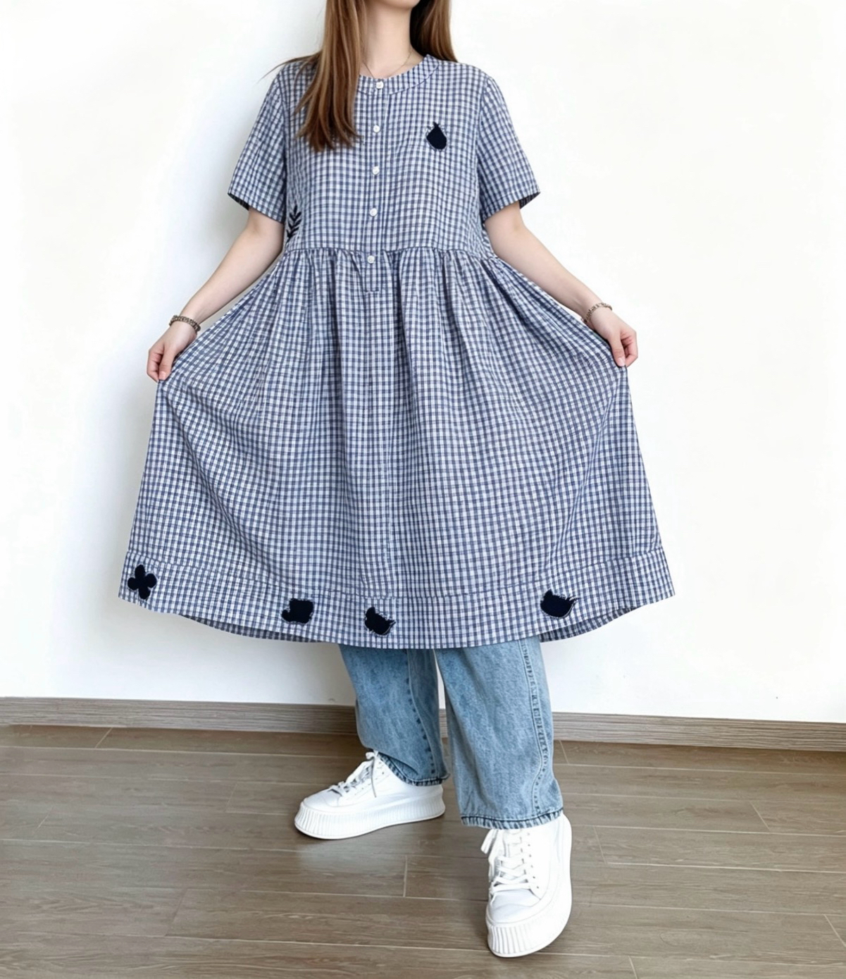 ☀️夏日優惠☀️ 日系格刺繡print Ops