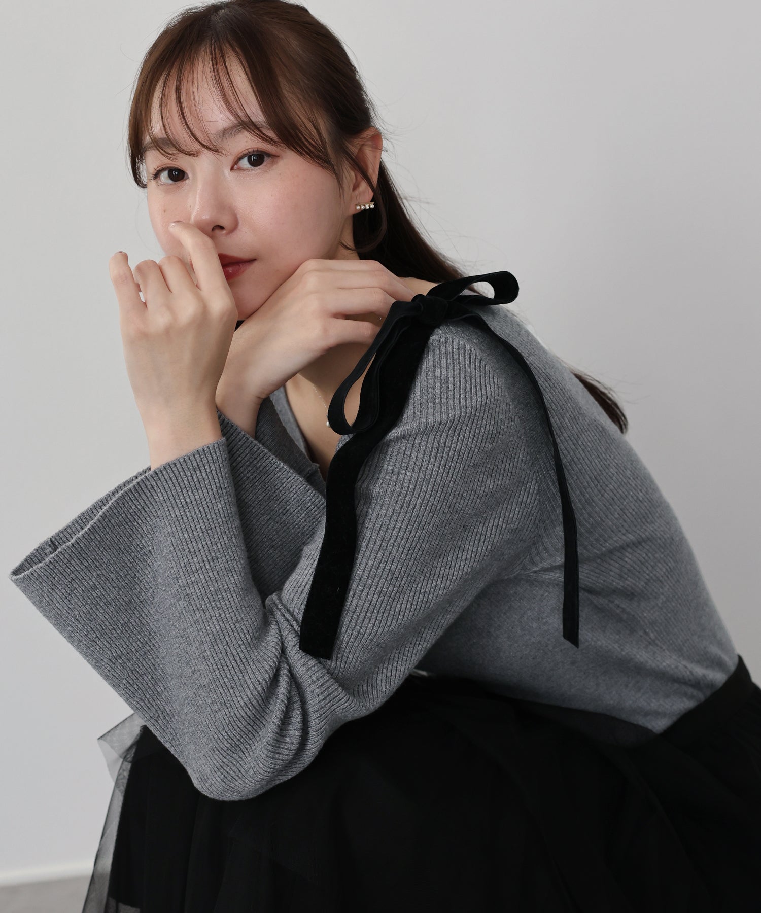 <限量現貨><JP> Shoulder Bowknot Soft Knit * 3色入