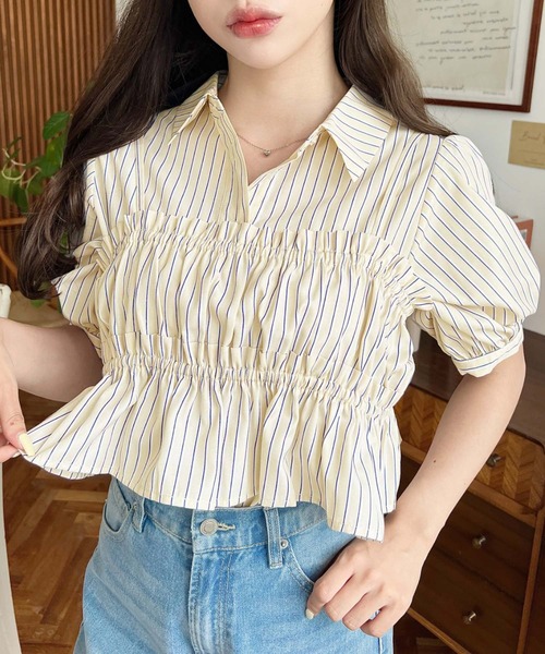 荷葉邊抹胸短袖襯衫上衣【JT036】