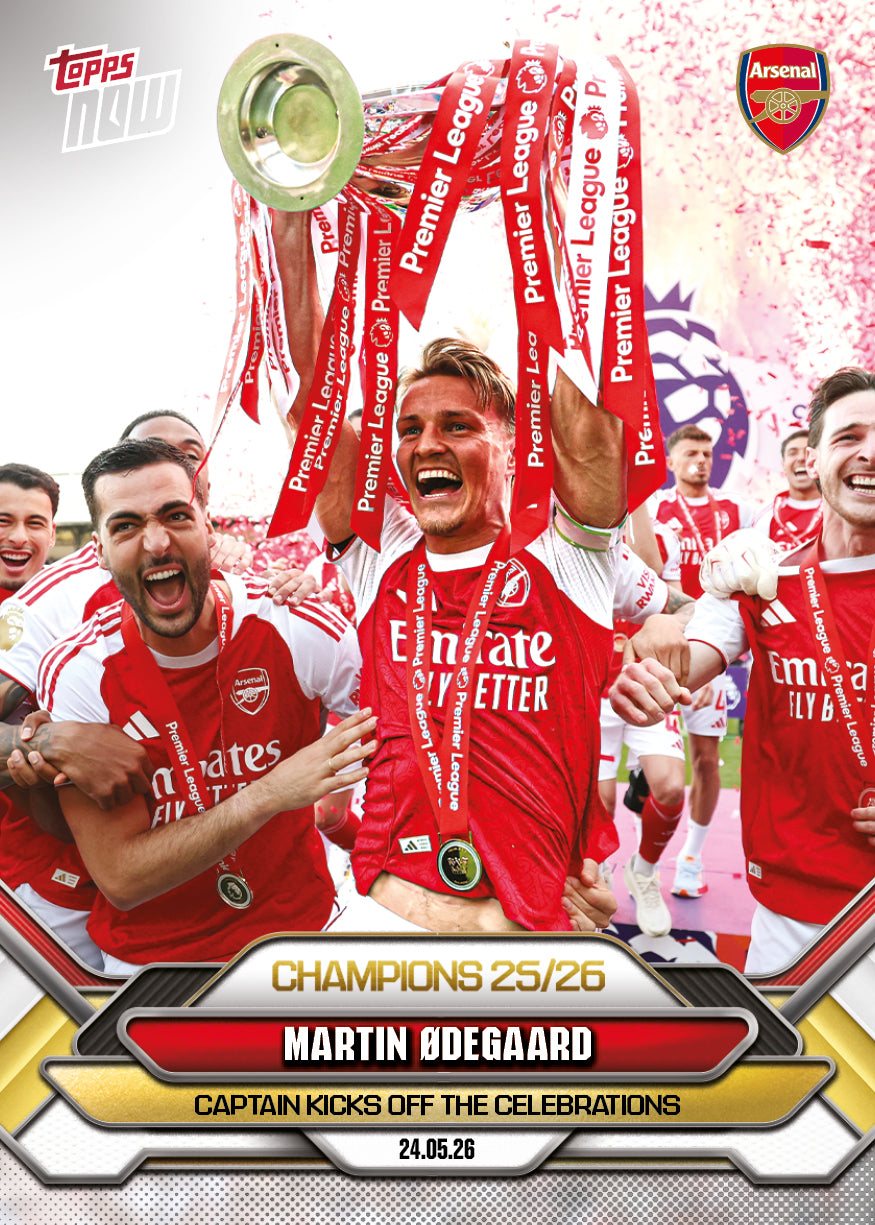 Martin Ødegaard - 2025/26 Arsenal FC Topps NOW #3 隊長英超捧盃卡｜PR 5,385