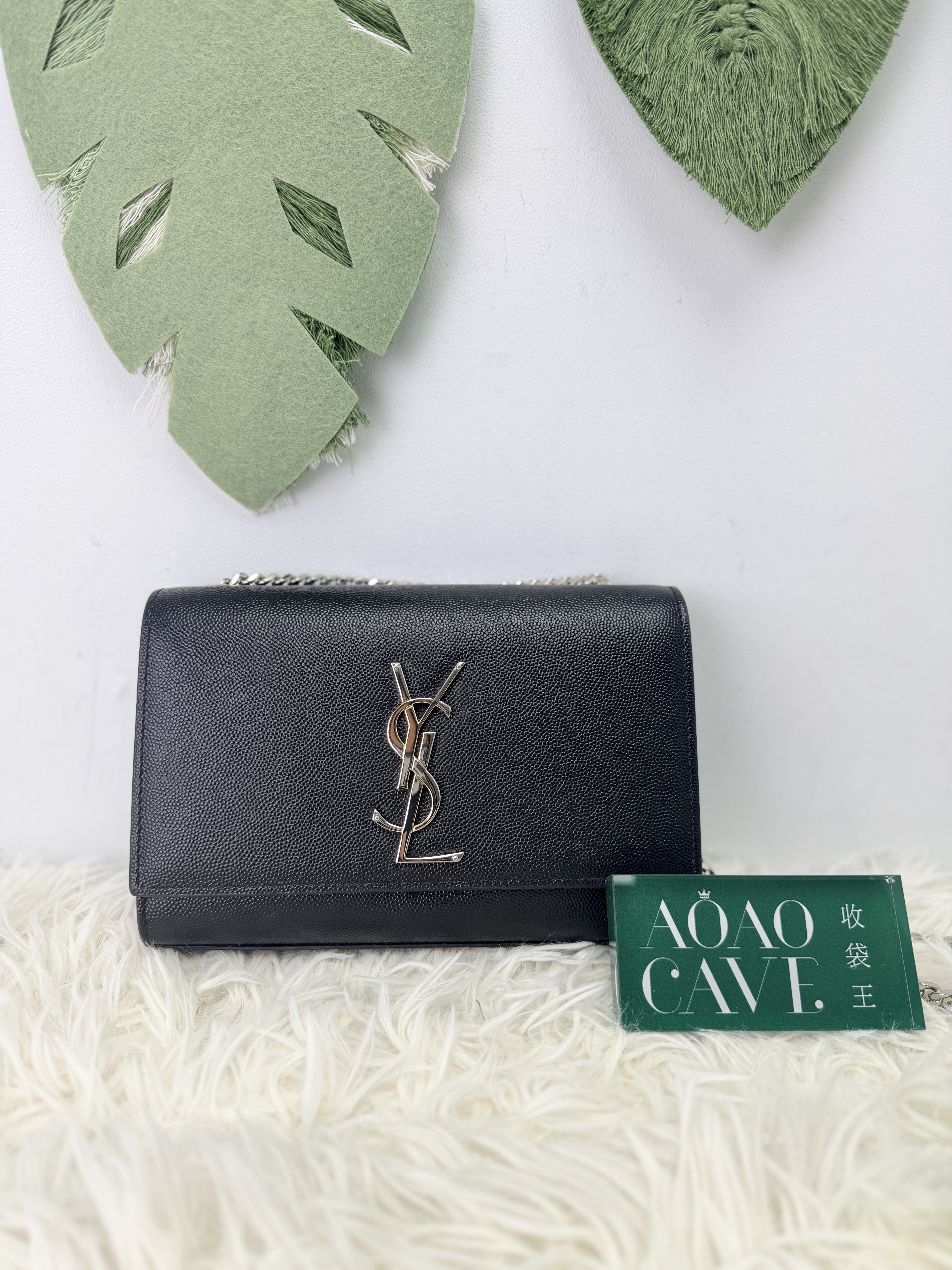 YSL 🤍PRE OWNED 黑銀魚子醬鏈條包 斜孭包🖤 