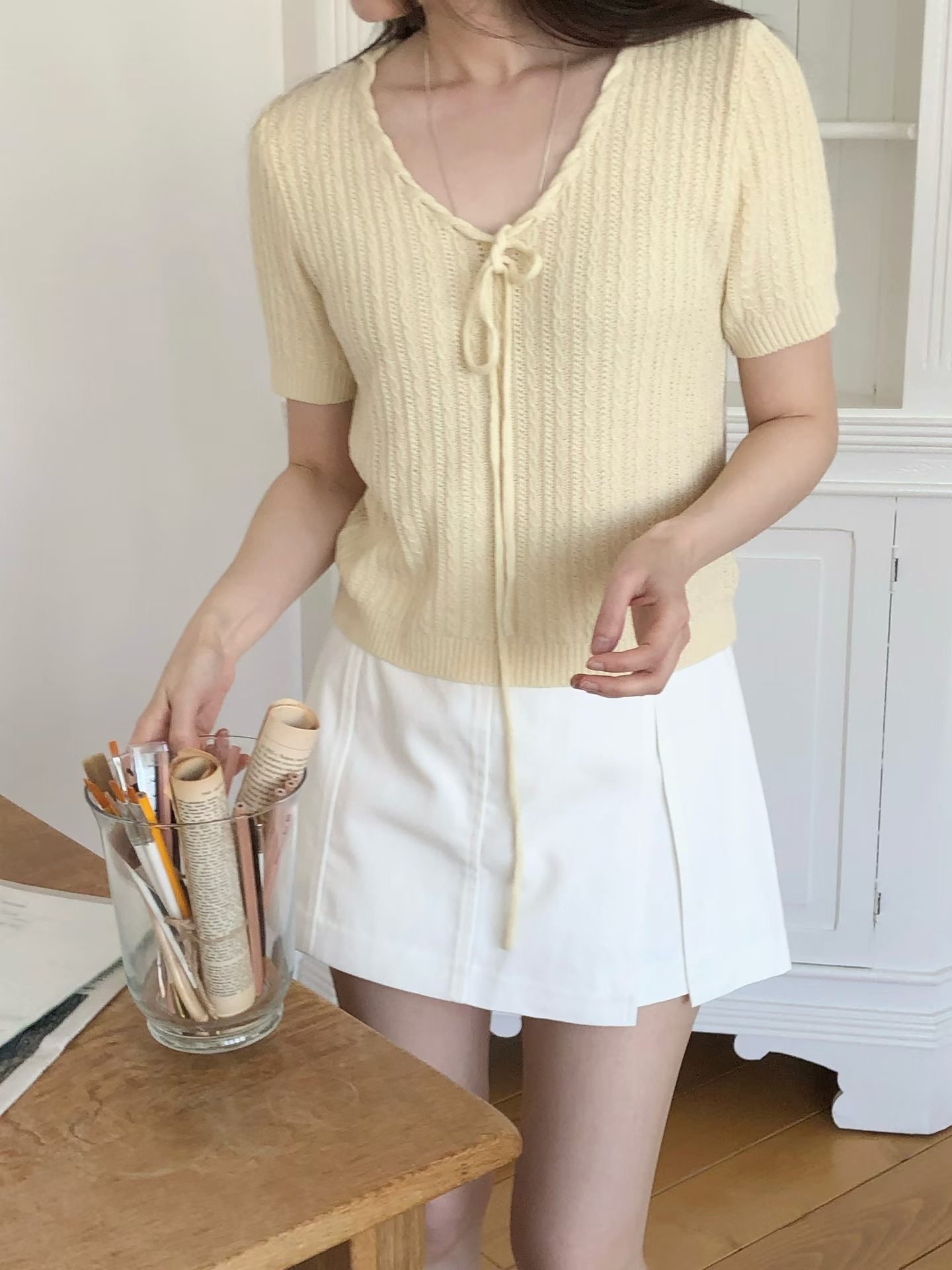 HA24 麻花綁蝴蝶針織Top 