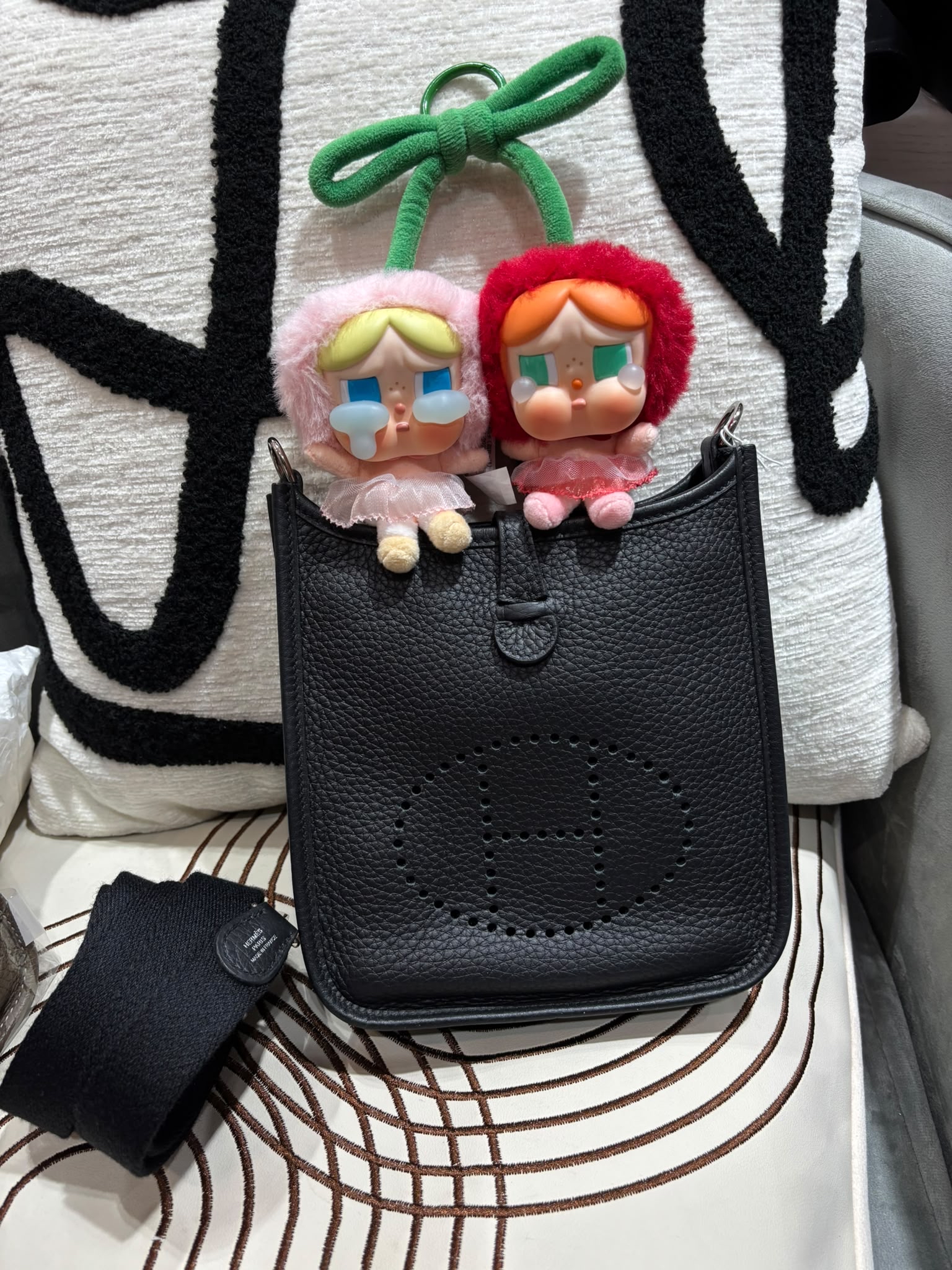 Hermes mini evelyne, Stamp U 黑色銀扣 100%Authentic ,98%new  ✅dust bag✅box
