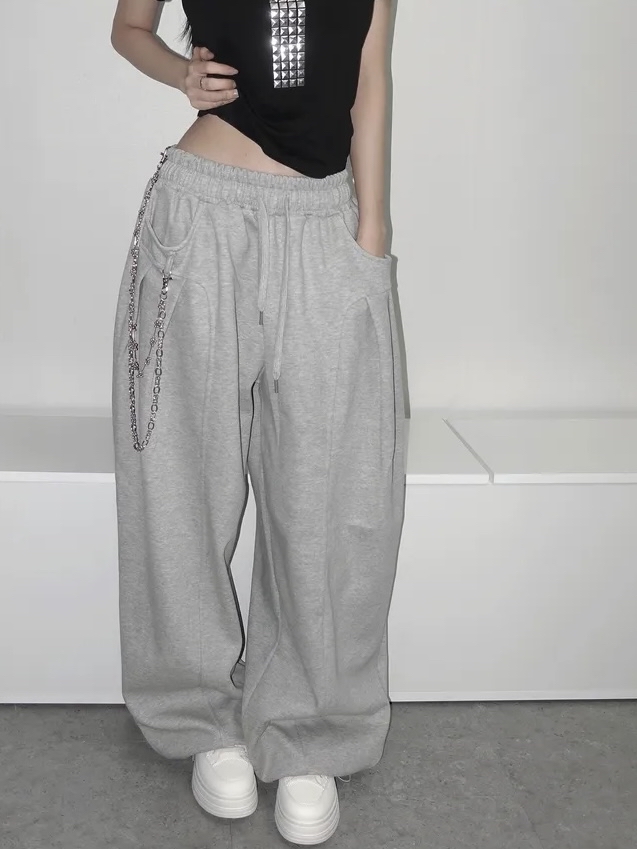 Oversized Curved Wide-Leg Sweatpants(Unisex)