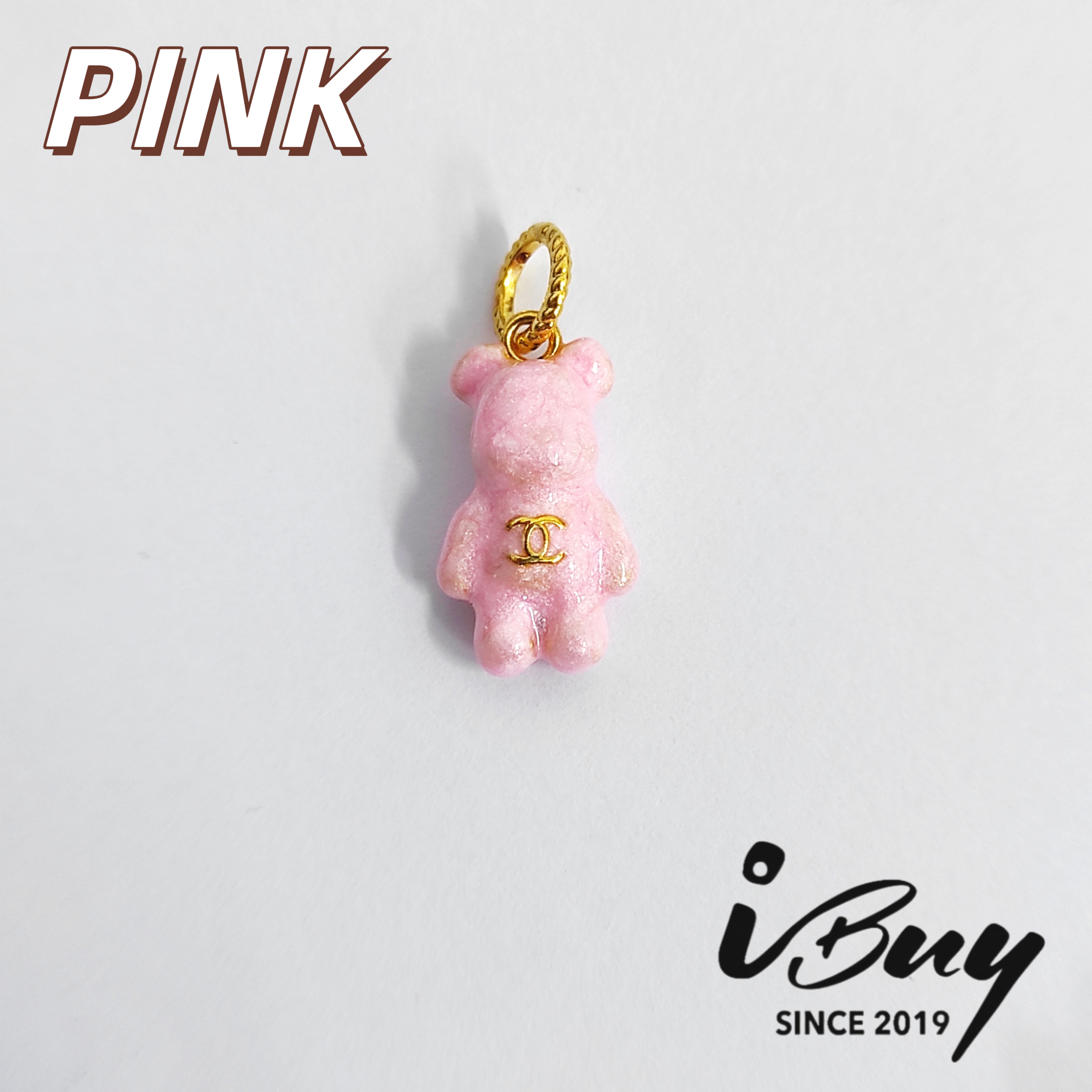 916 HARD GOLD C C BEAR CHARM BEAD 916硬金 双C熊串咀