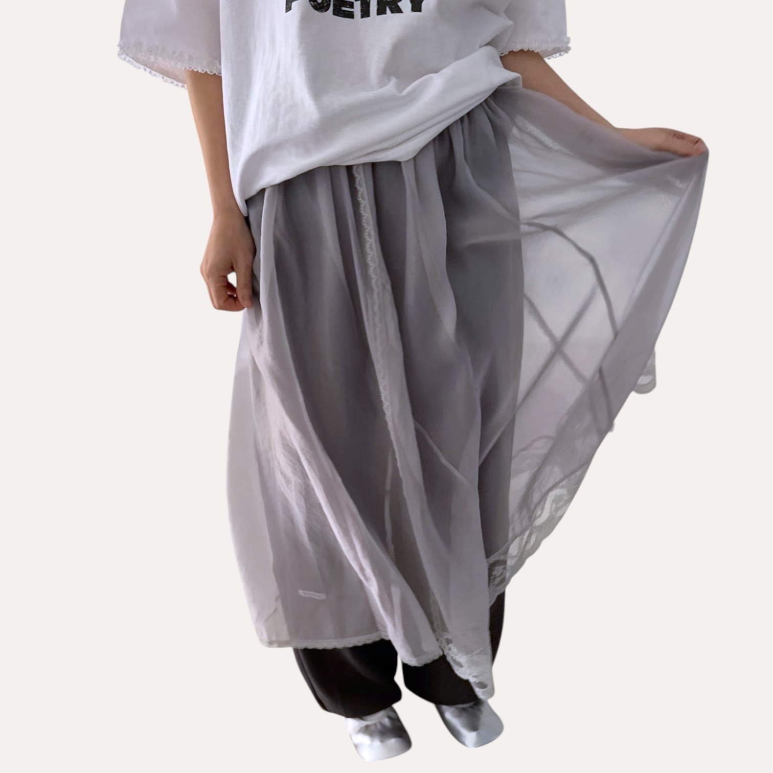 221015 滑料透紗長裙