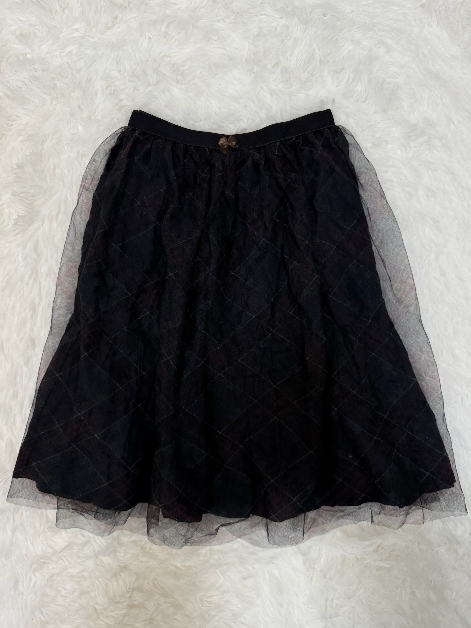 Black Tulle Skirt with Diamond Pattern