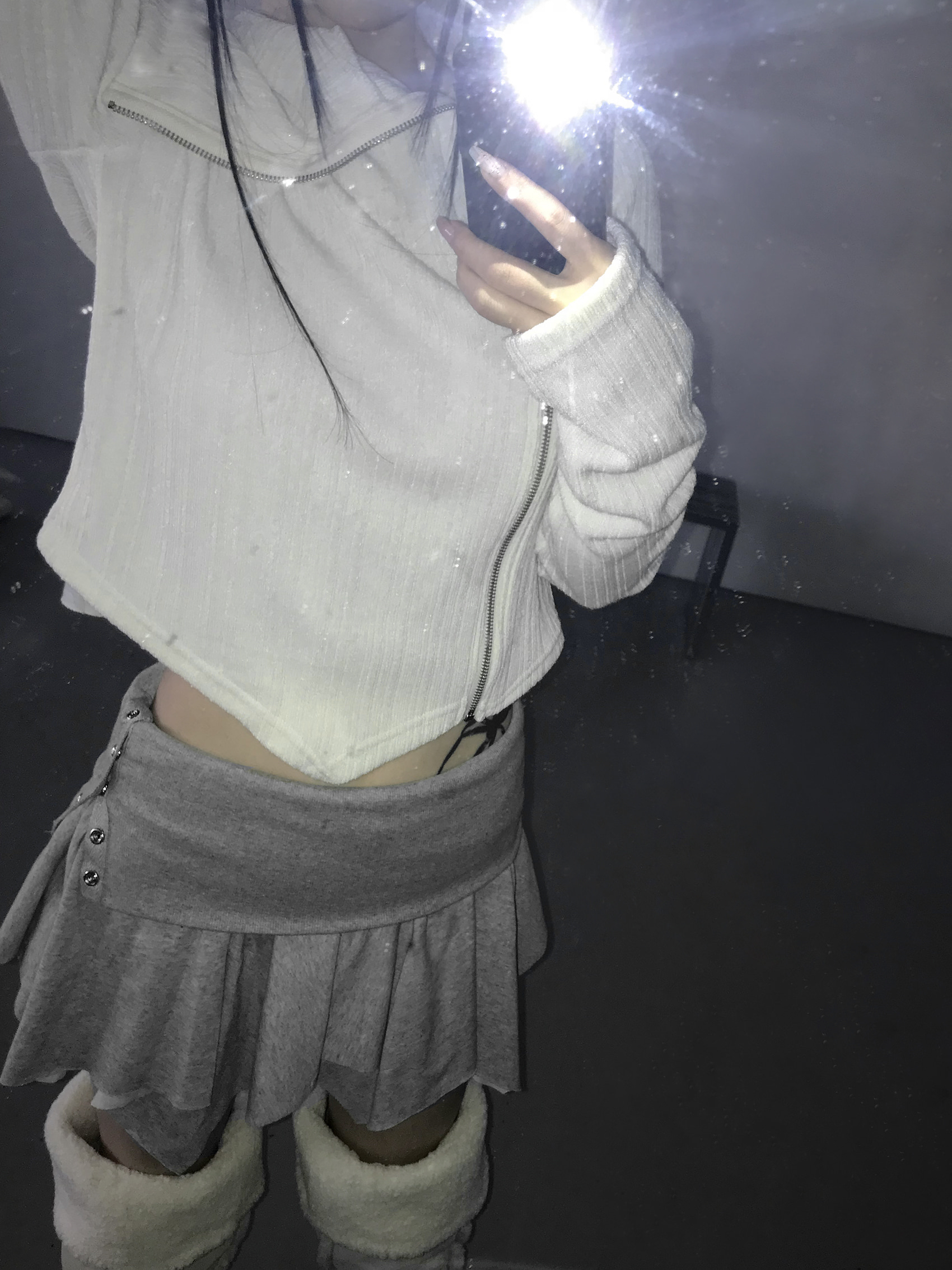 Snap Button Ruffle Mini Skirt