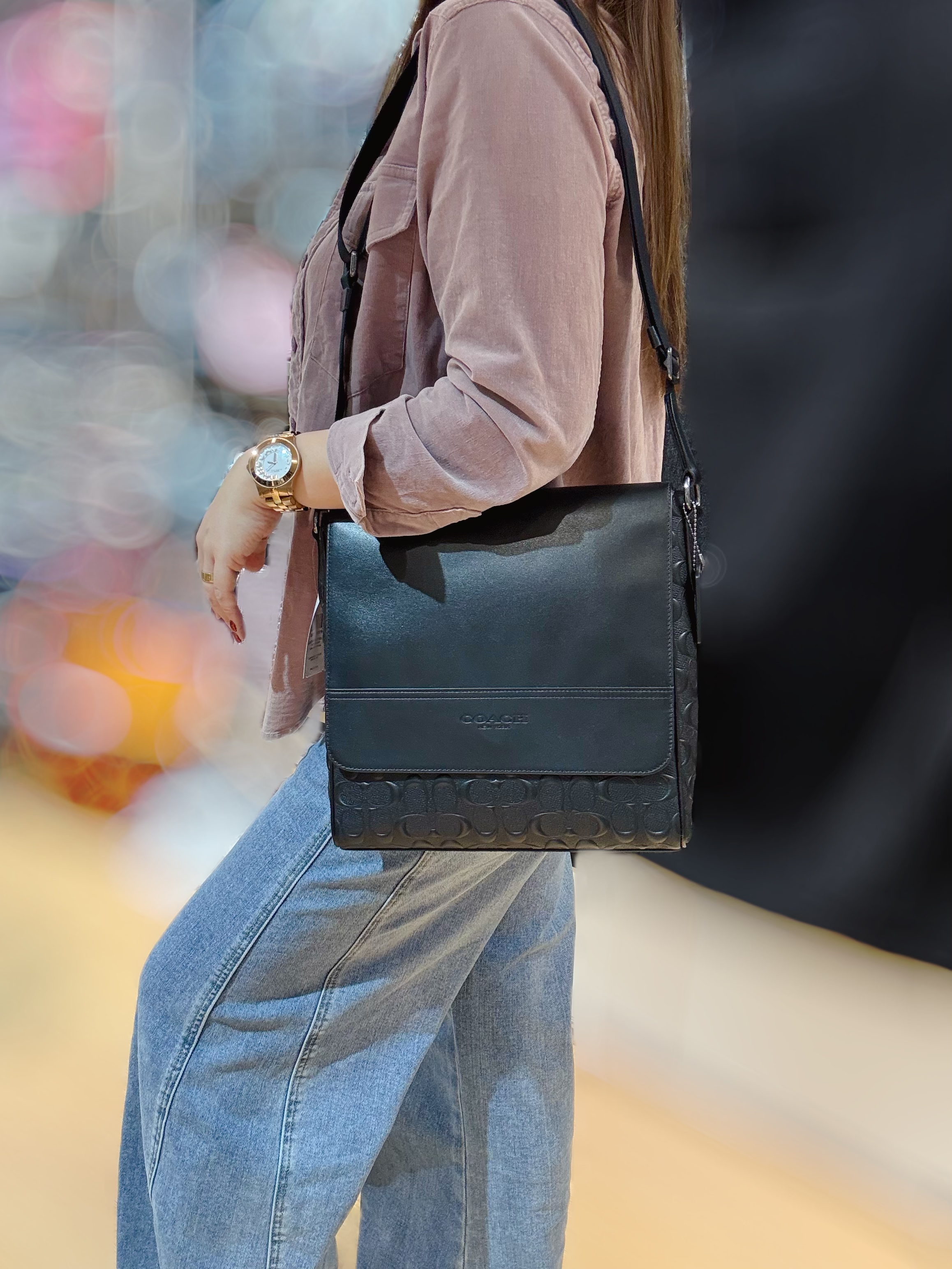 Coach Houston map bag sleather/blk