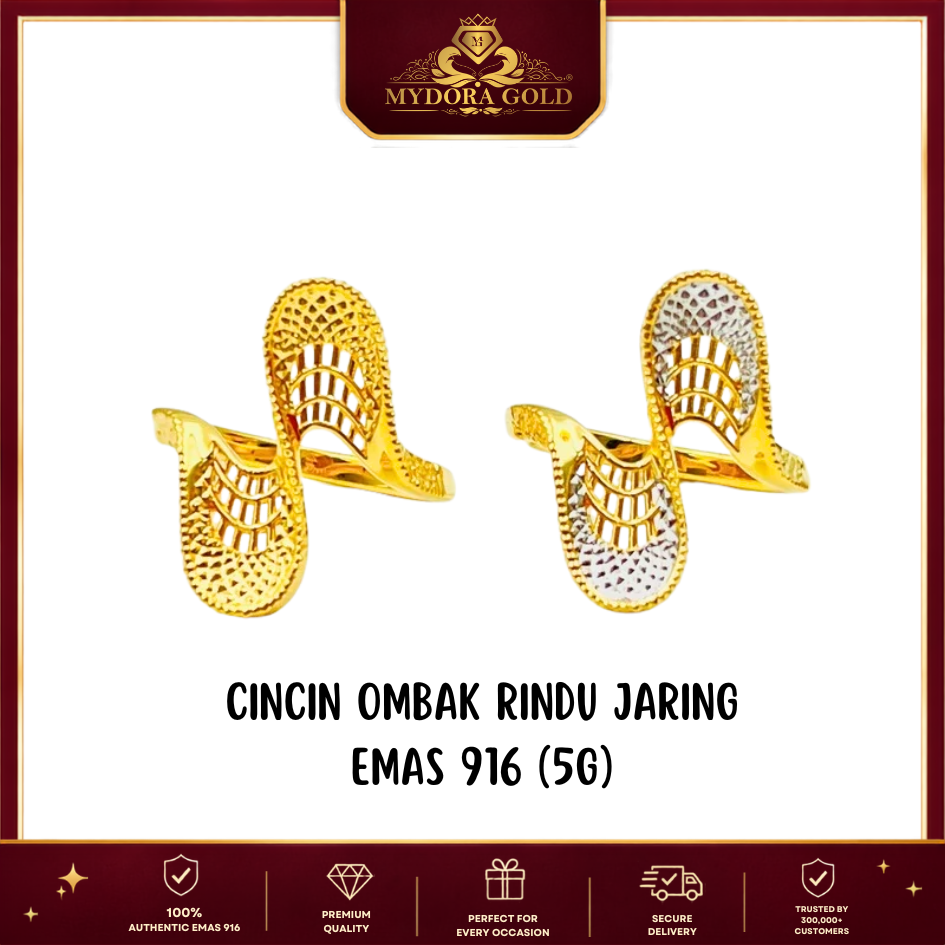 MYDORA Cincin Ombak Rindu Jaring (5G) l EMAS 916/22K