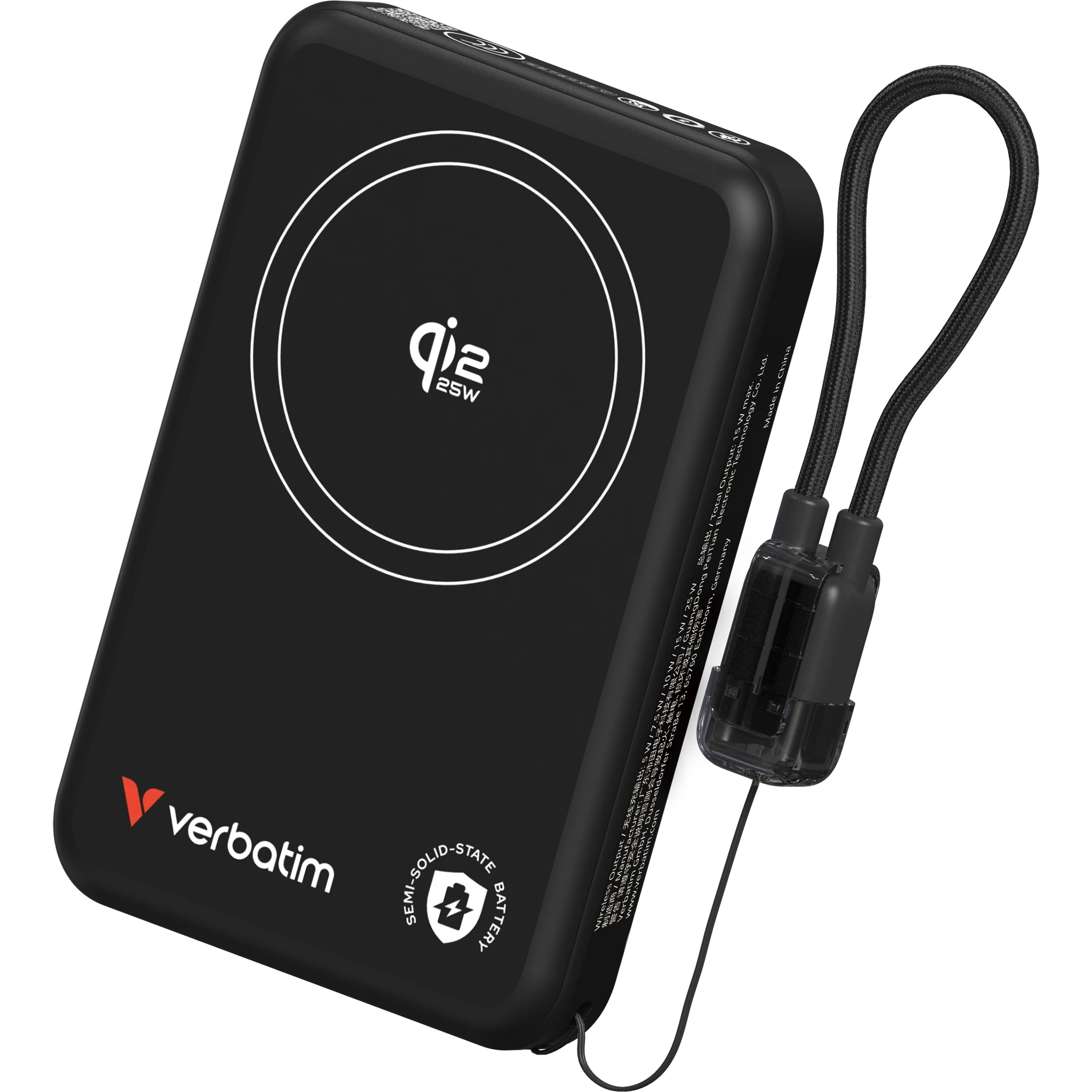 Verbatim SnapBlok 10000mAh Qi2.2 半固態電池 25W 磁吸無線行動電源