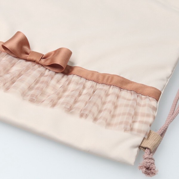 🆕【⭐訂購⭐】🇯🇵日本直送 獨角獸/小熊刺繡 薄紗褶邊 索繩背包🌀 [ELBD-0143][260318]