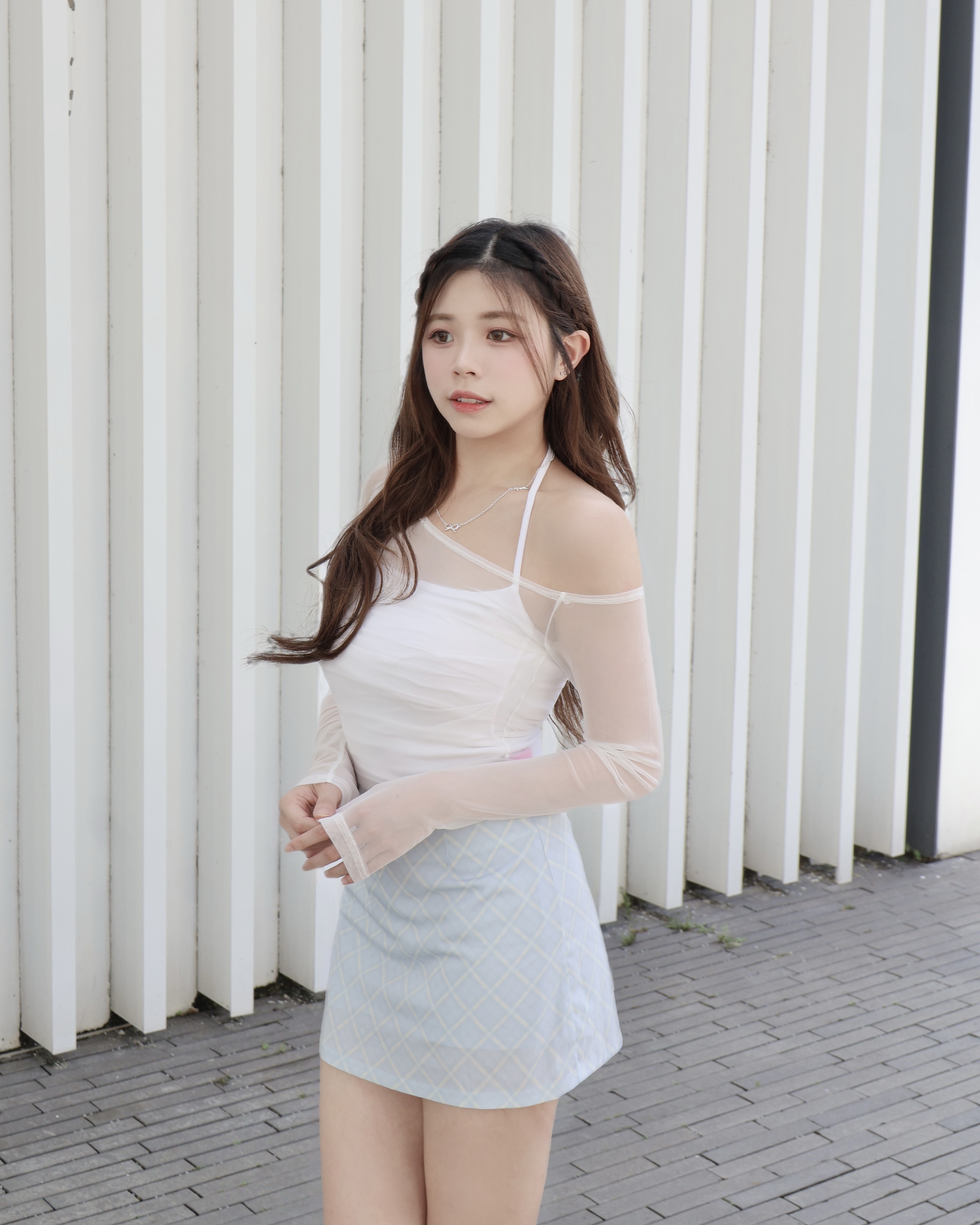 【  🫧超美！春夏Pastel配色☘️♡ | 轉薄滑捋捋～中高腰斜紋格仔裙🤍 】 Spring Love Checked Skirt(兩色入)