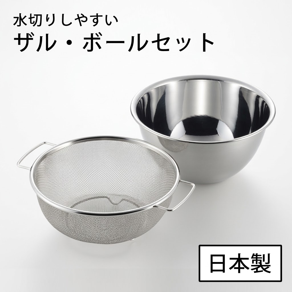🔥🔥【日本製《吉川》不鏽鋼瀝水手柄濾篩及深型攪拌盆套裝】