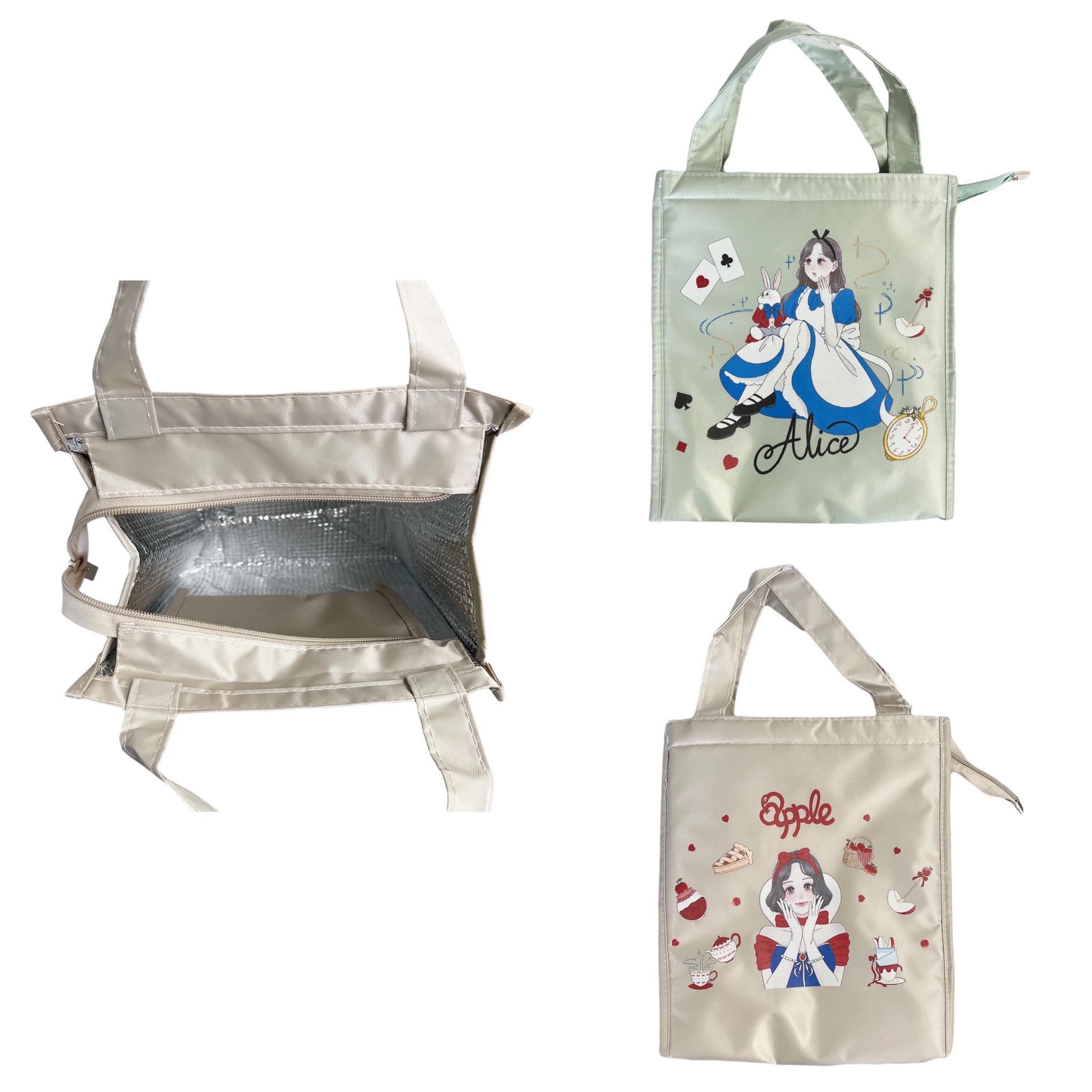 四月連線貨品 - 日本110yen 店新出ALICE/白雪姫系列精品 午餐盒保溫袋