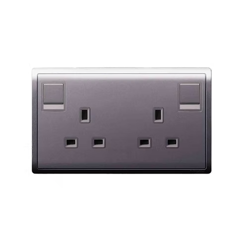 施耐德 Pieno 薰衣草銀 13A孖蘇有掣 插座