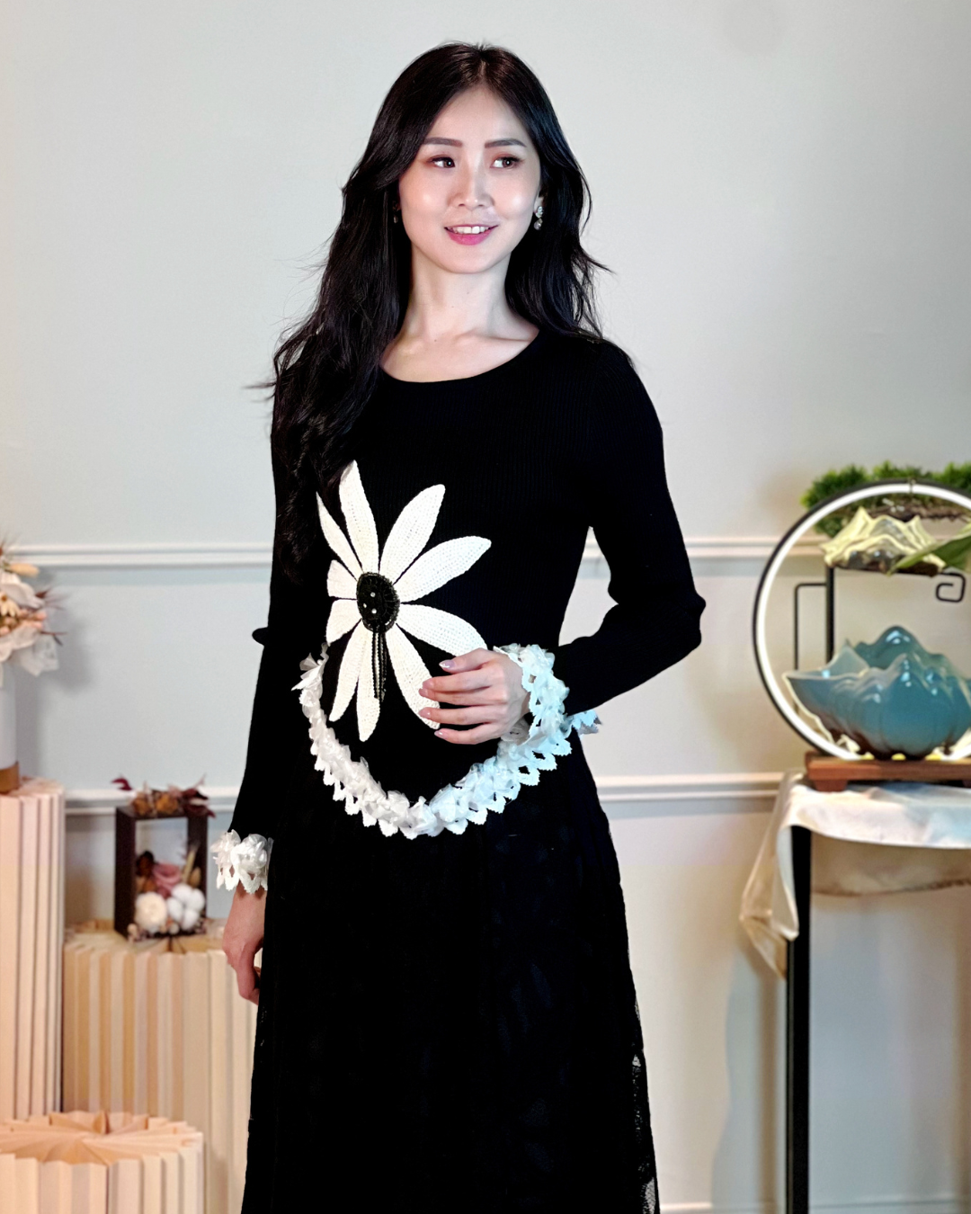 5110 Leila Long Sleeve with 3D Flower Blouse