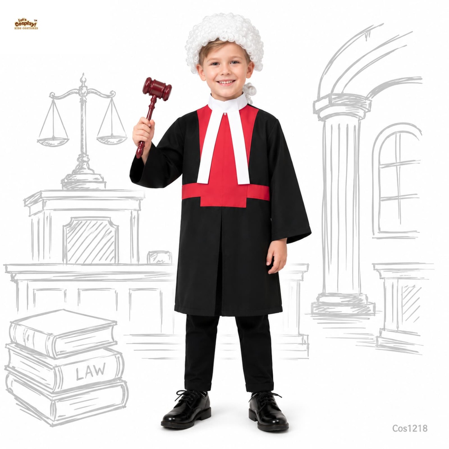 兒童法官主題服裝 Kids Judge Costume 法官袍假髮法槌 Career Day 角色扮演