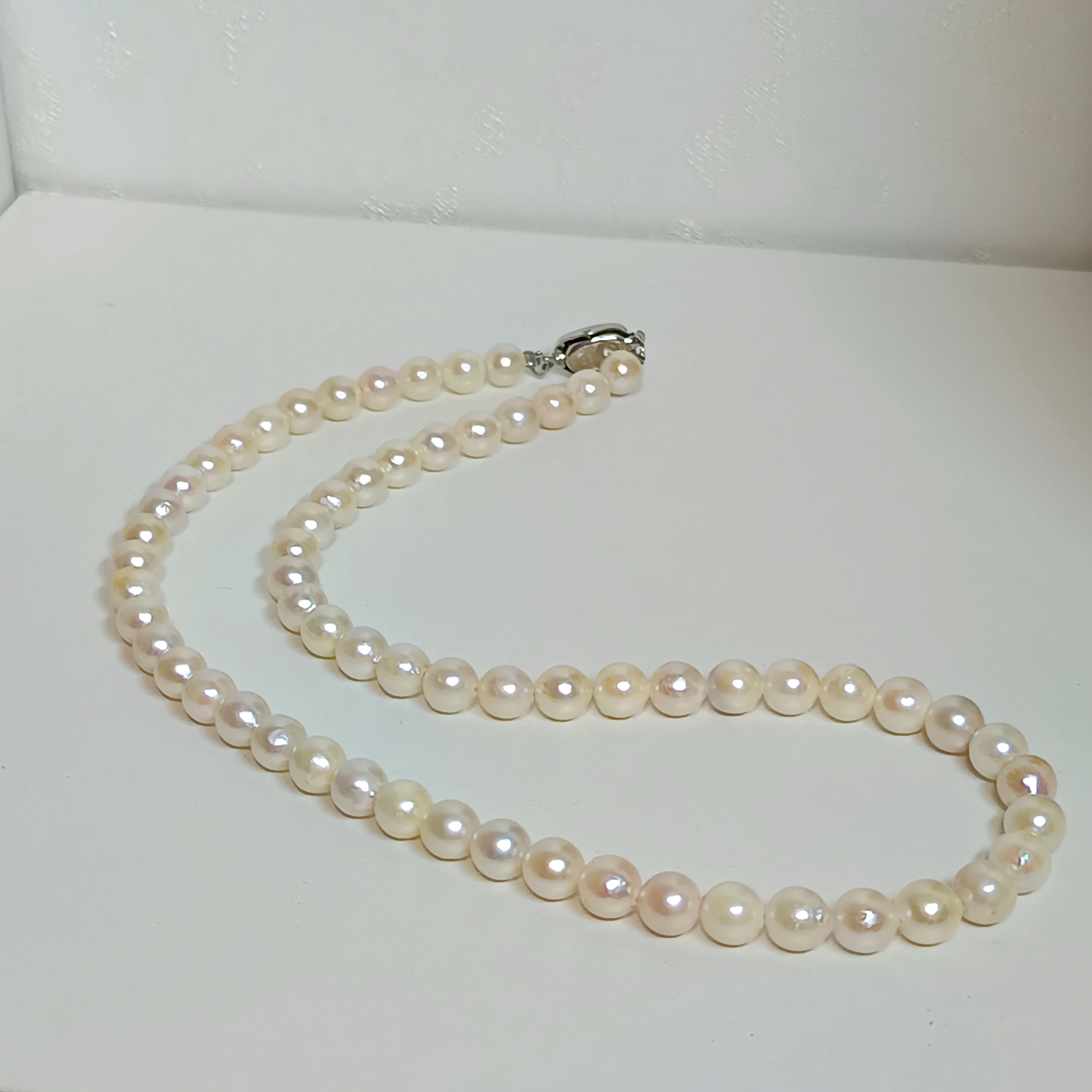 特價品‼️近正圓強光日本akoya微微糖果色海水珍珠925扣項鍊