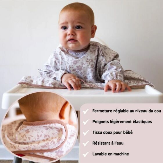 TIDY TOT 吸盤款防水輕便長袖飯衣 - 玫瑰花園【建議6個月至2歲】