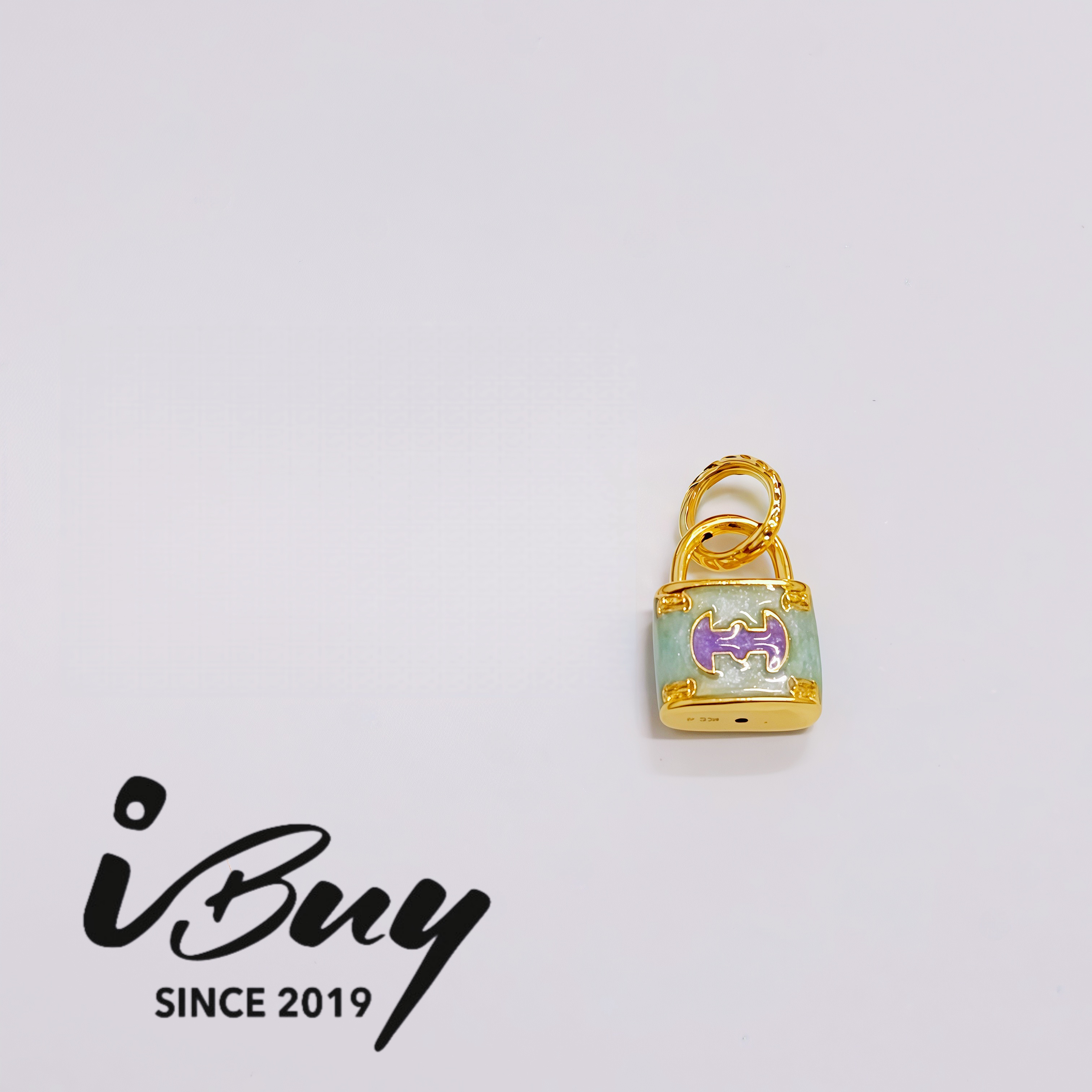 916 HARD GOLD ENAMEL BAT PADLOCK CHARM 916 硬金 珐琅蝙蝠锁头串咀