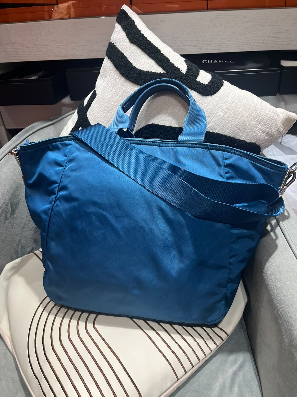 Prada Nylon 2Way Bag Blue 100%Authentic, 98%New 