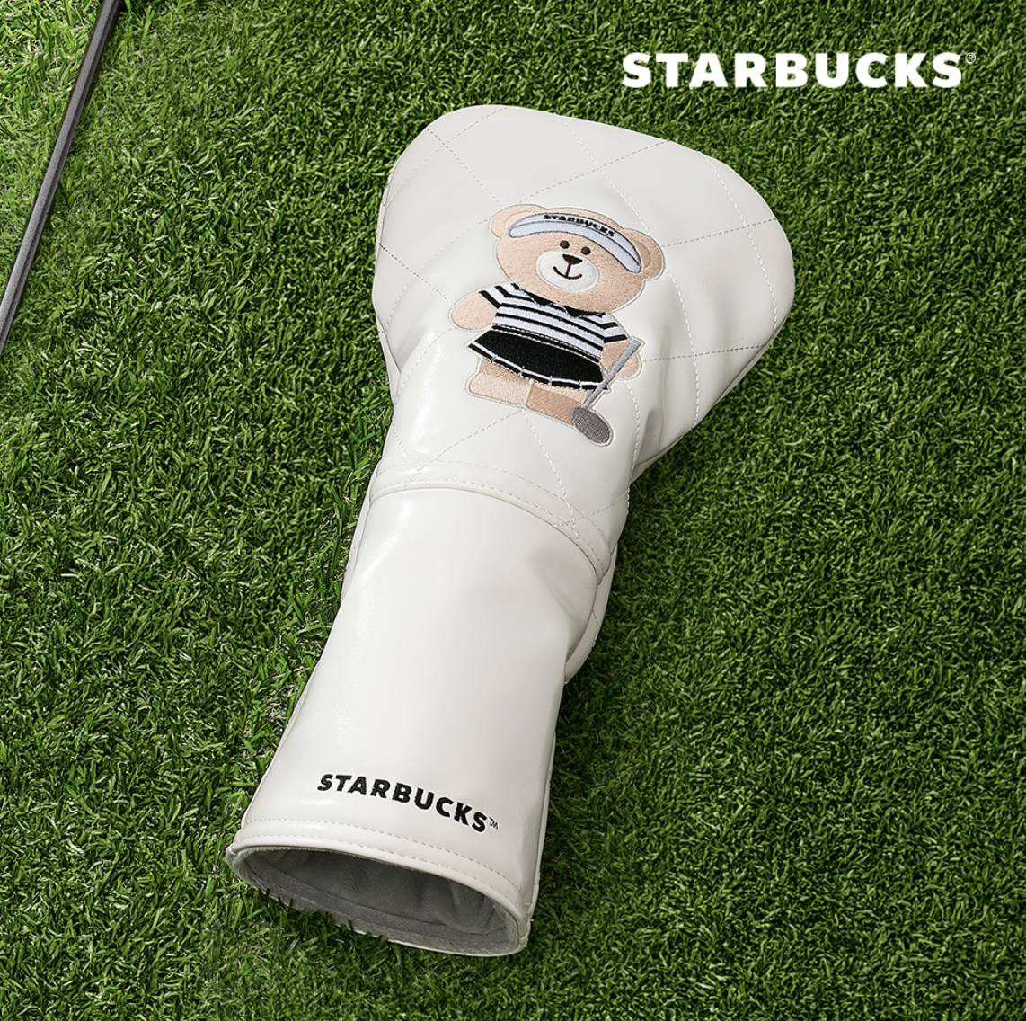 韓國 Starbucks 星巴克 高爾夫球系列 極簡黑白 高爾夫球桿頭保護套｜Golf Driver Cover