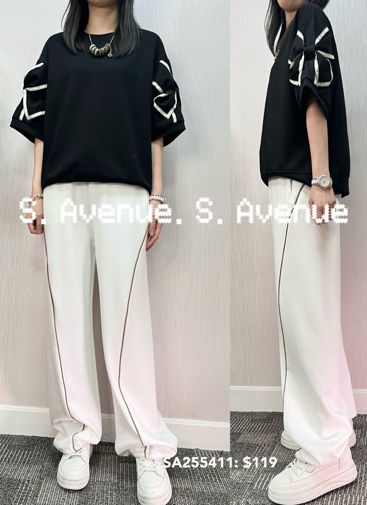 SA255411: 短袖蝴蝶結袖淨色tee