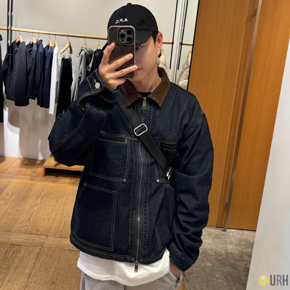【100%保證韓國直送】經典燈芯絨翻領雙向拉鍊牛仔工裝外套 [2 color] RF1229897