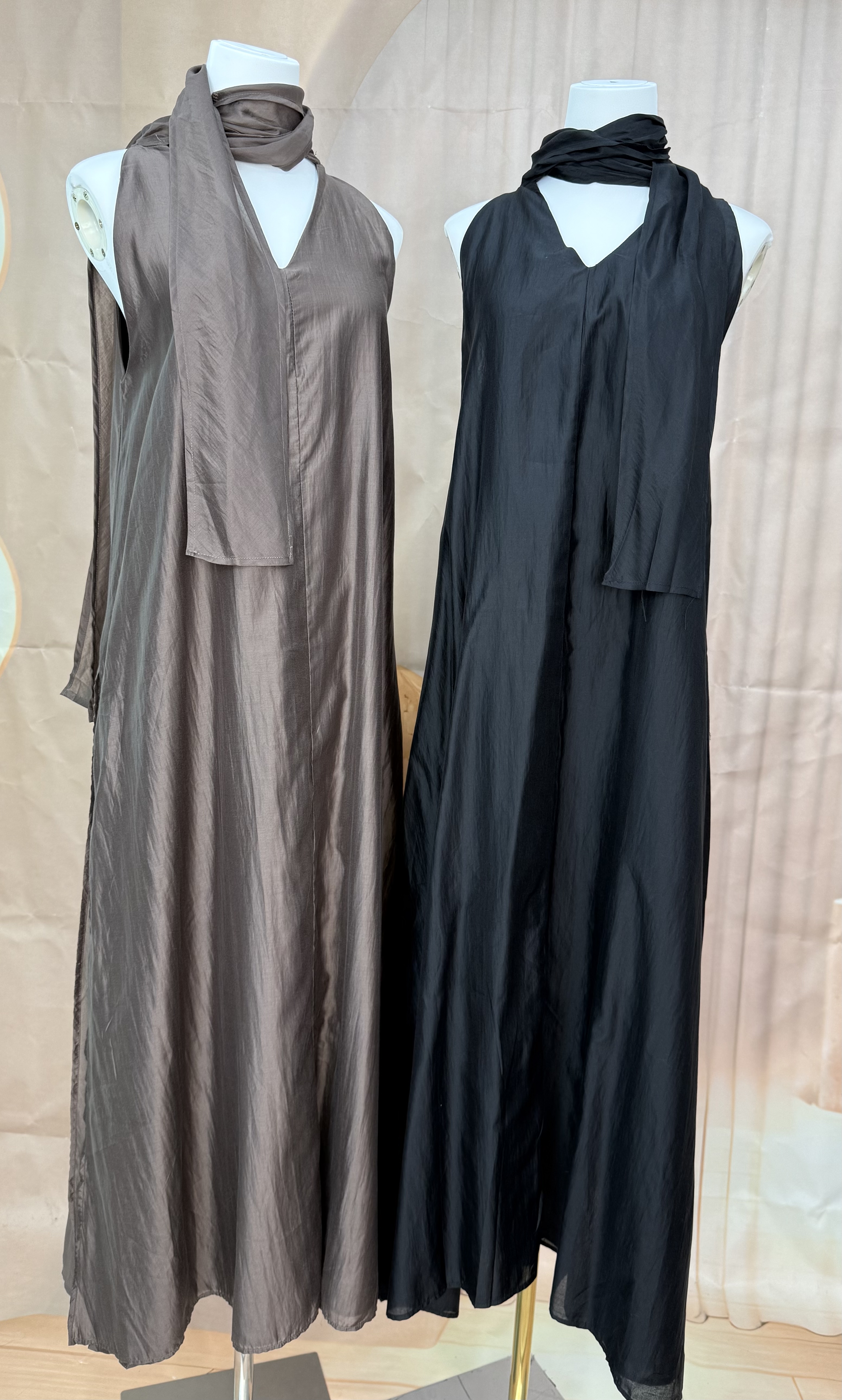 垂感飘带连身裙