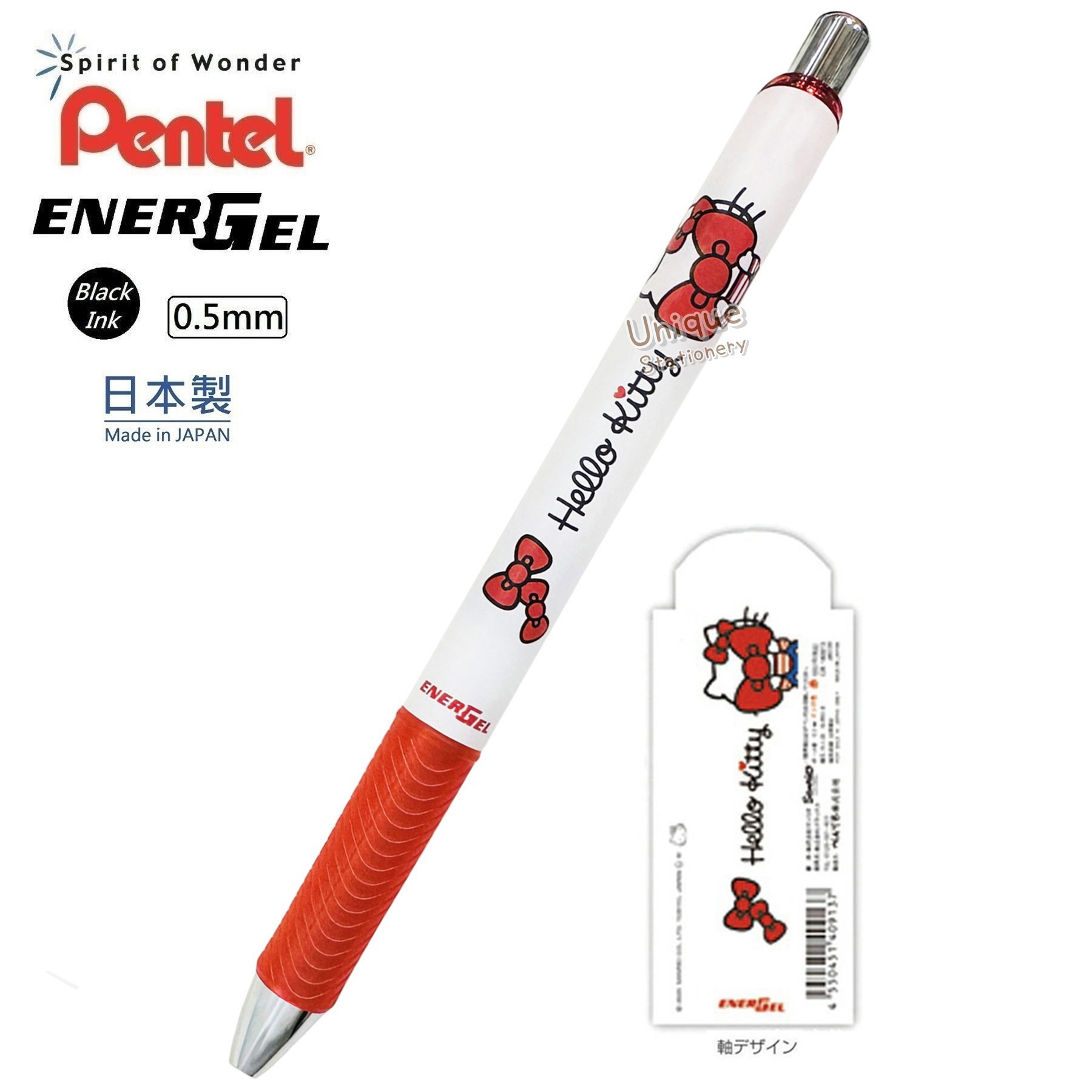 現貨｜Sanrio Hello Kitty 日本製 Pentel EnerGel 0.5mm 黑色 啫喱筆 (CR140913)