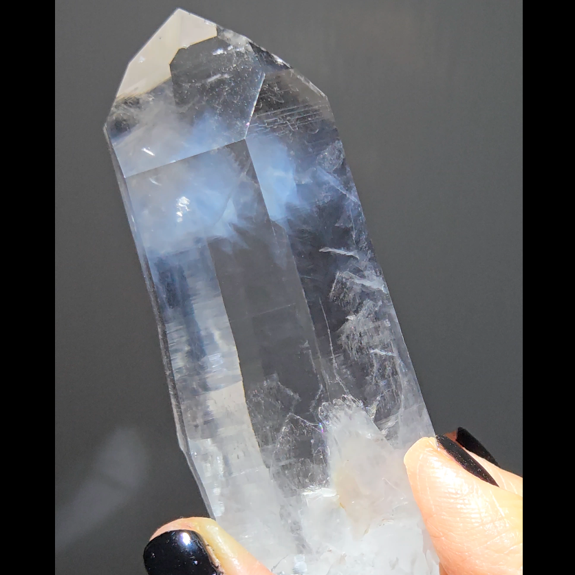 Lemurian point with blue smoke inclusions - LQ435