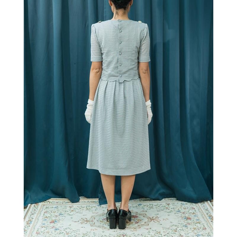 Vintage Grey texture Pattern Scalloped Edge Faux Twin Dress(MT1541-20)