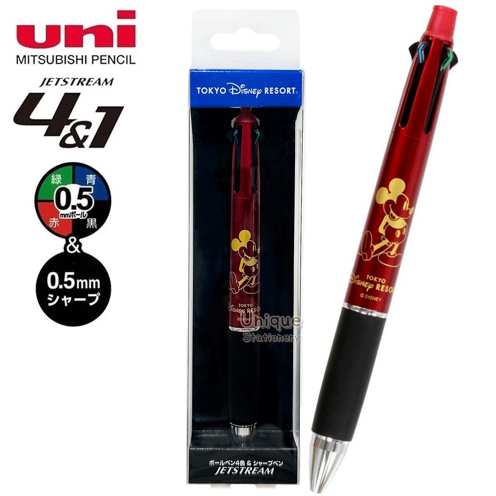 現貨｜【日本 Disney Store 限定】 Mickey Mouse 米奇老鼠 Disney 日本製 uni Jetstream 4&1 多功能 5用筆 0.5mm 4色原子筆 + 0.5mm 鉛芯筆 060562