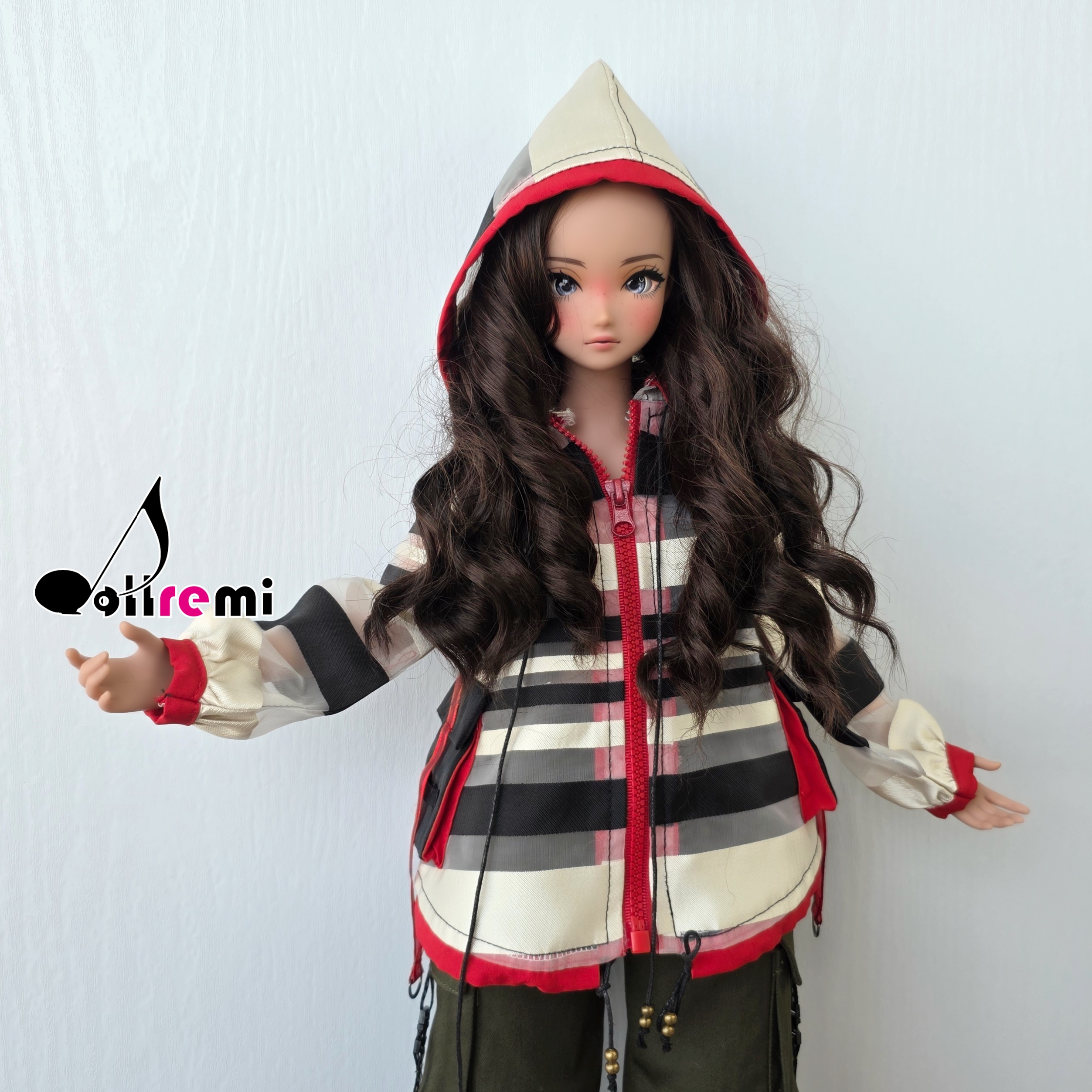 【dollremi】(DD0640)透明黑白間條外套 Sheer black and white striped jacket