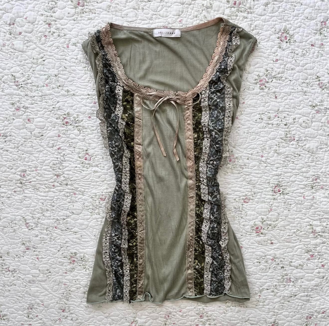 Olive Green Lace-Trim Camisole