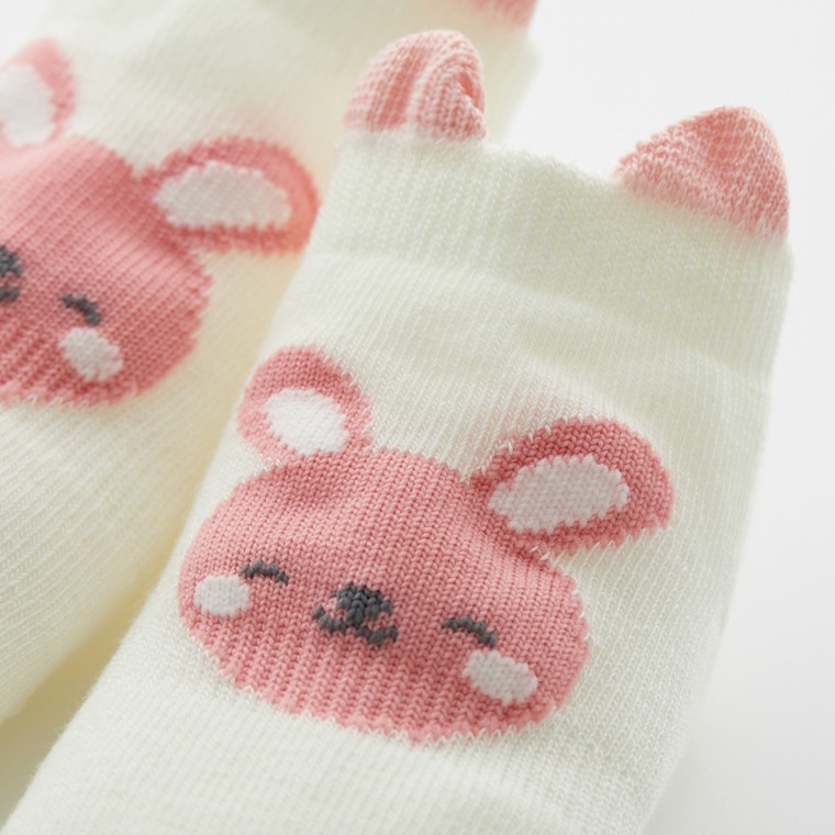 💚預訂 台灣直送💚兩色可愛動物提花防滑短襪三對裝